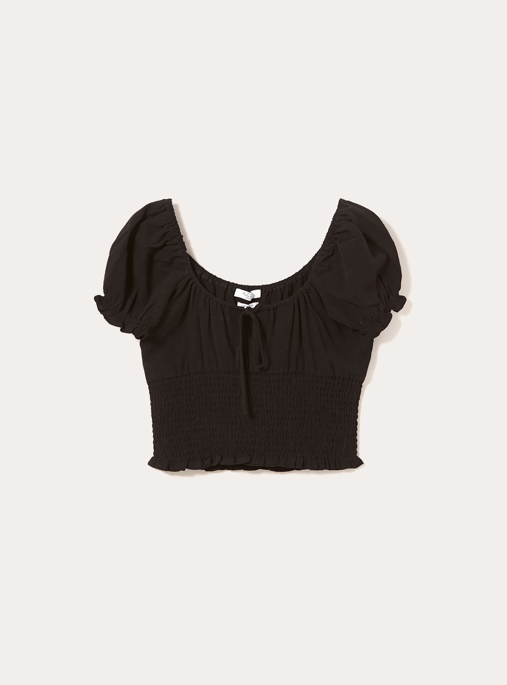 Linen blend blouse, BK1 BLACK