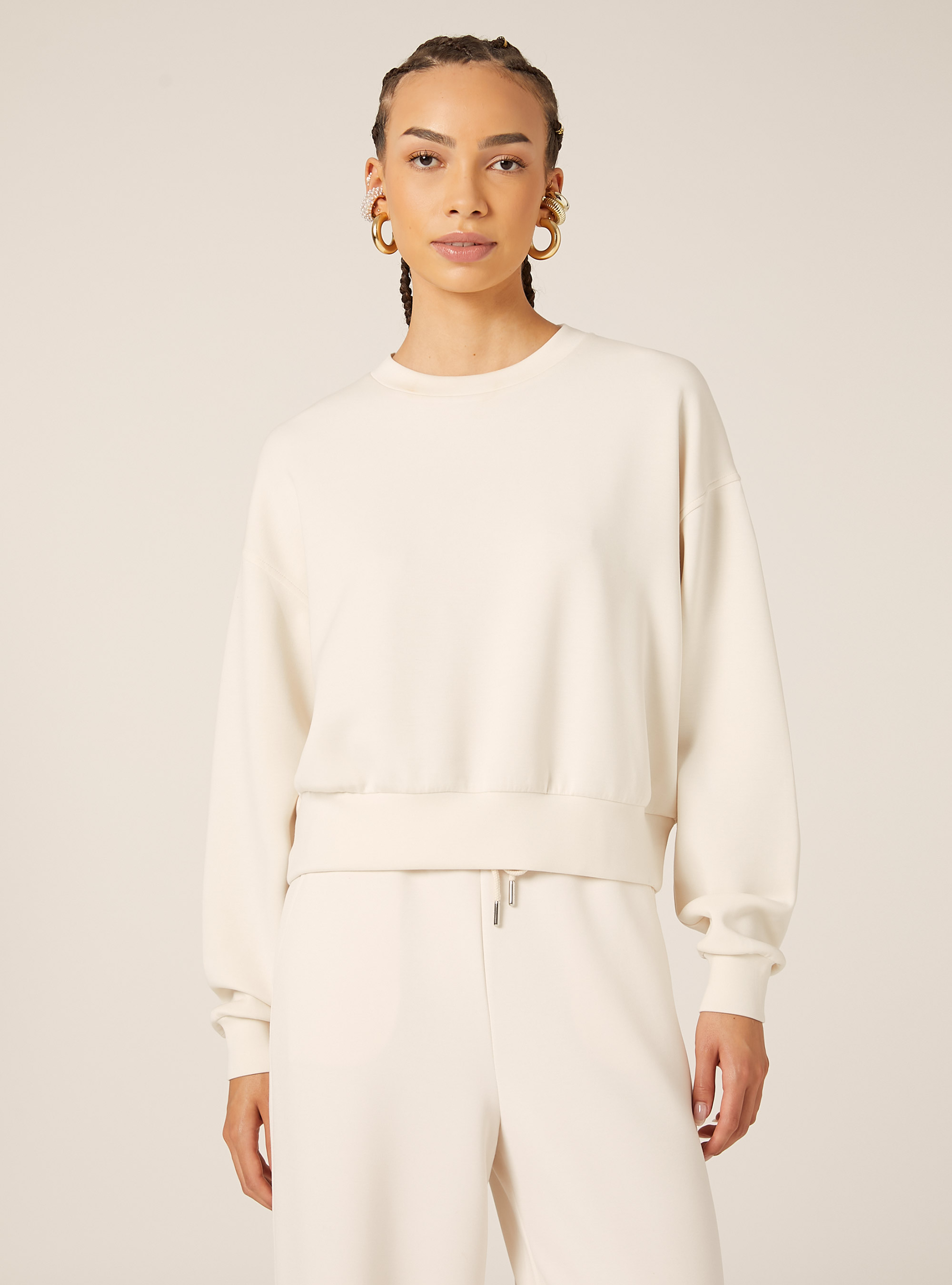 Sweat-shirt doux au toucher, CR3 CREAM LIGHT