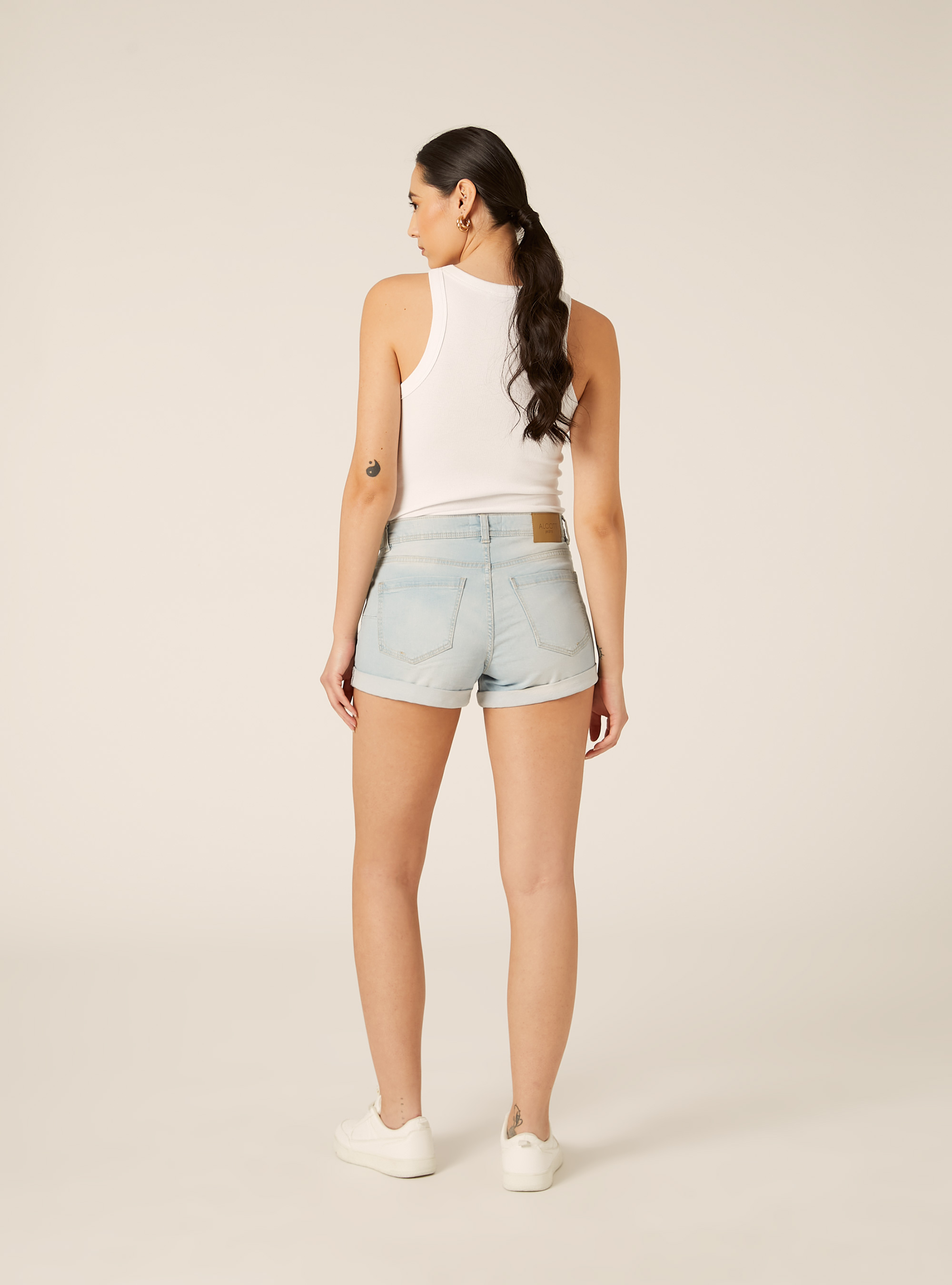 Slim Fit Denim Shorts with Rolled Cuffs, D006 AZURE