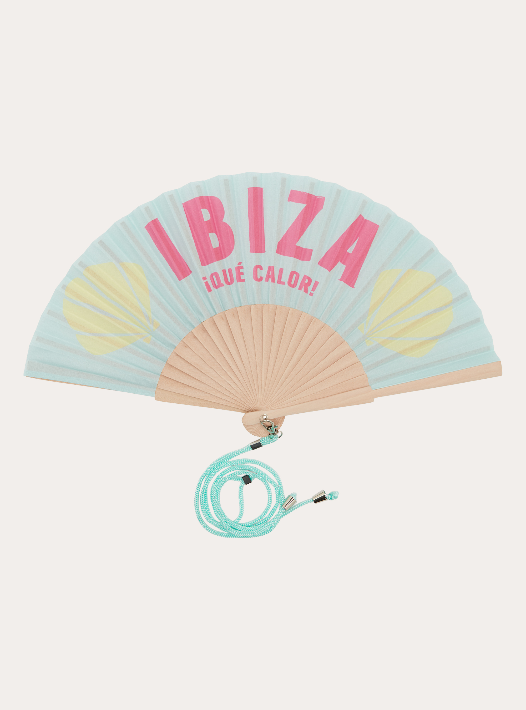Printed Hand Fan, GA3 AQUA GREEN LIGHT