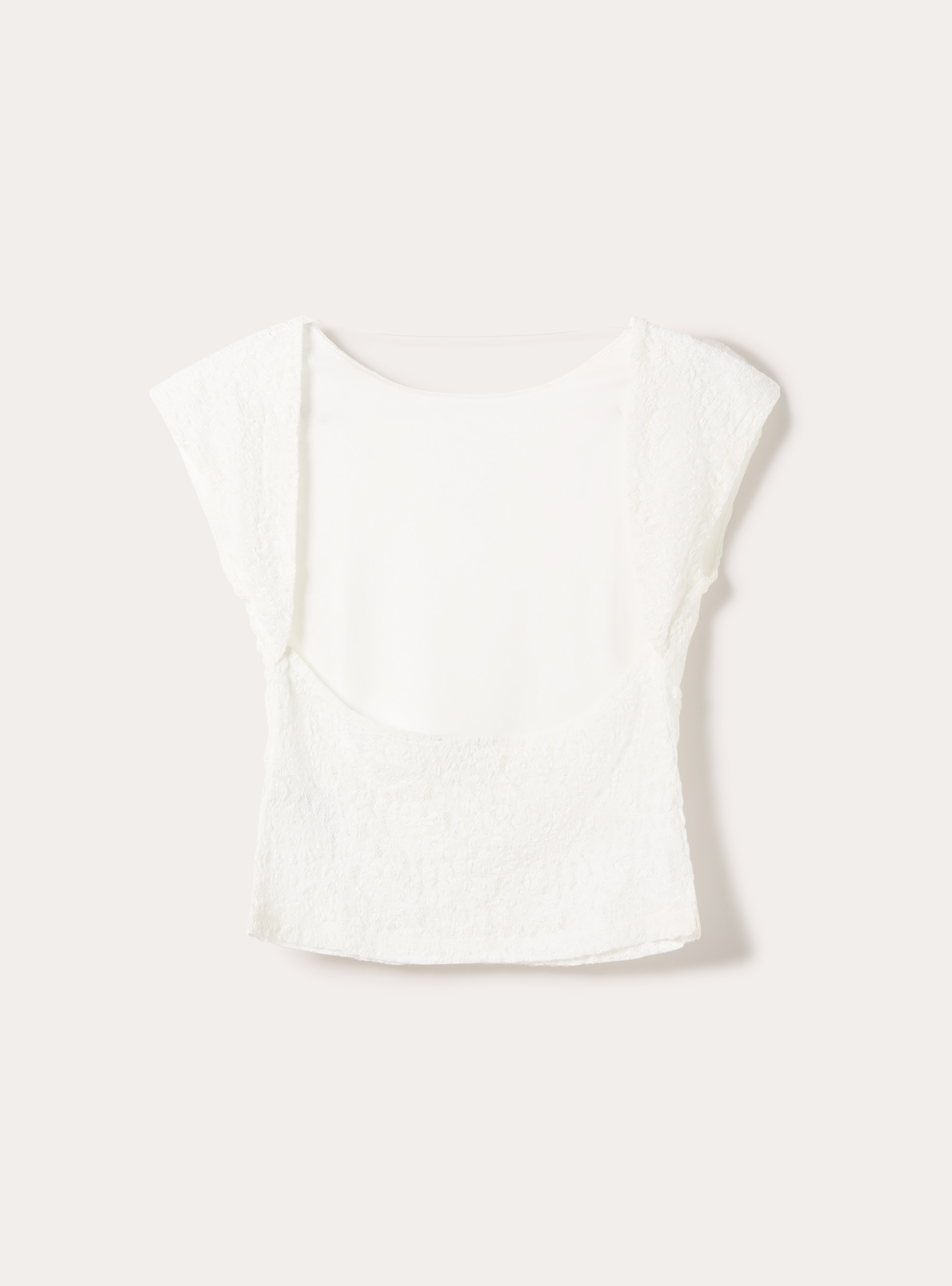 Lace T-shirt with open back, WH3 WHITE
