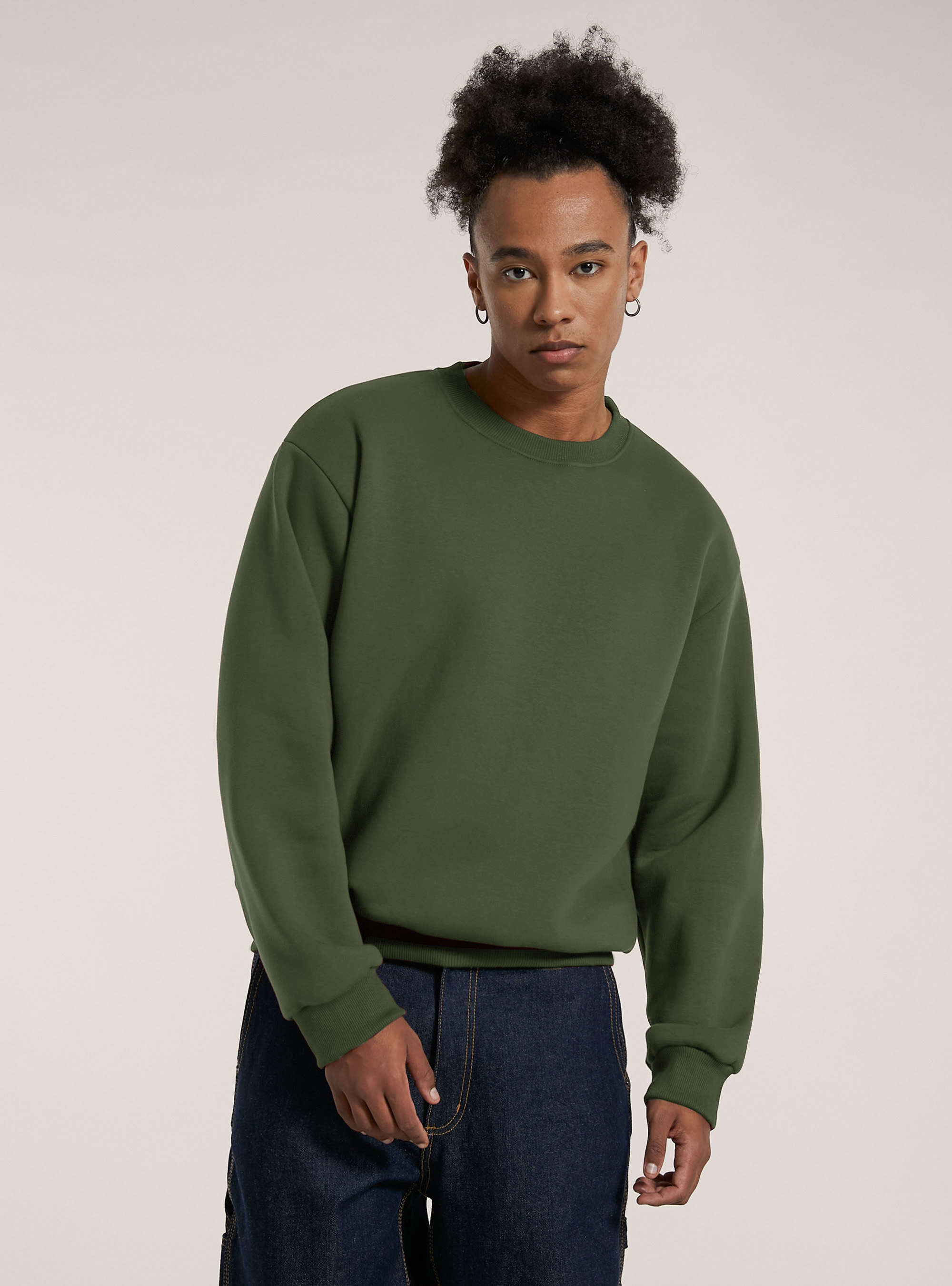 Sweat &agrave; col ras-du-cou boxy fit, KY2 KAKY MEDIUM