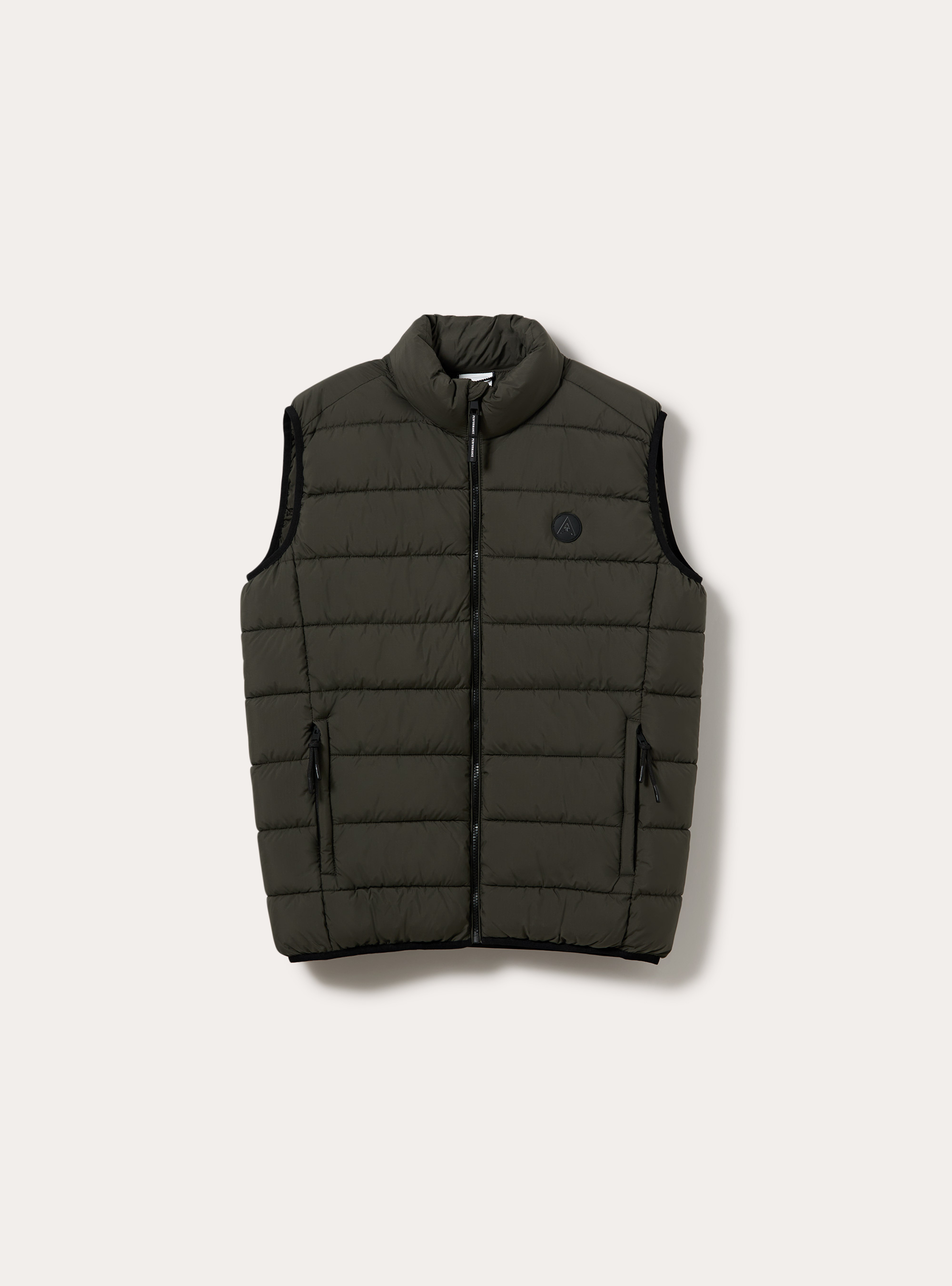 Basic solid padded gilet with patch, KY1 KAKY DARK