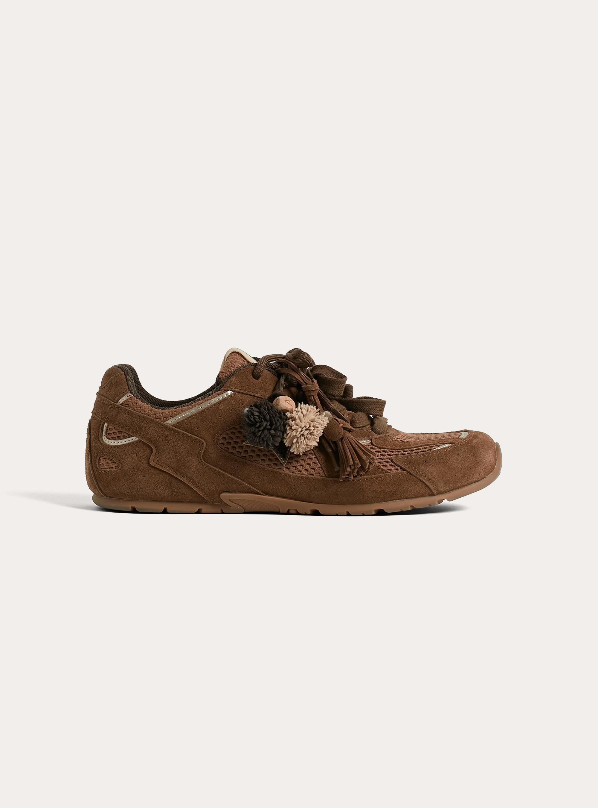 Baskets effet daim avec charms, BR2 BROWN MEDIUM