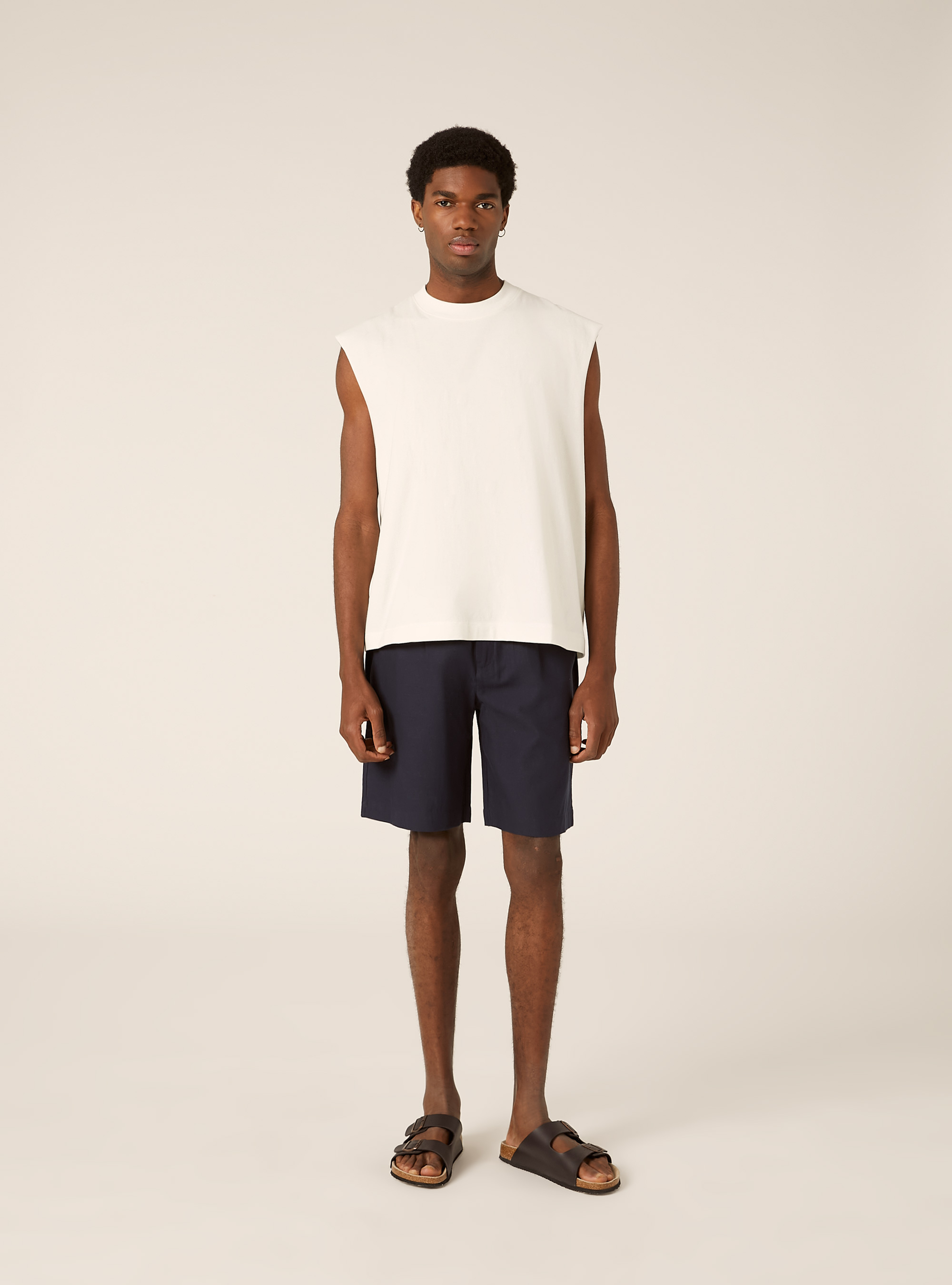 Bermuda in lino con coulisse, NAVY SCURO