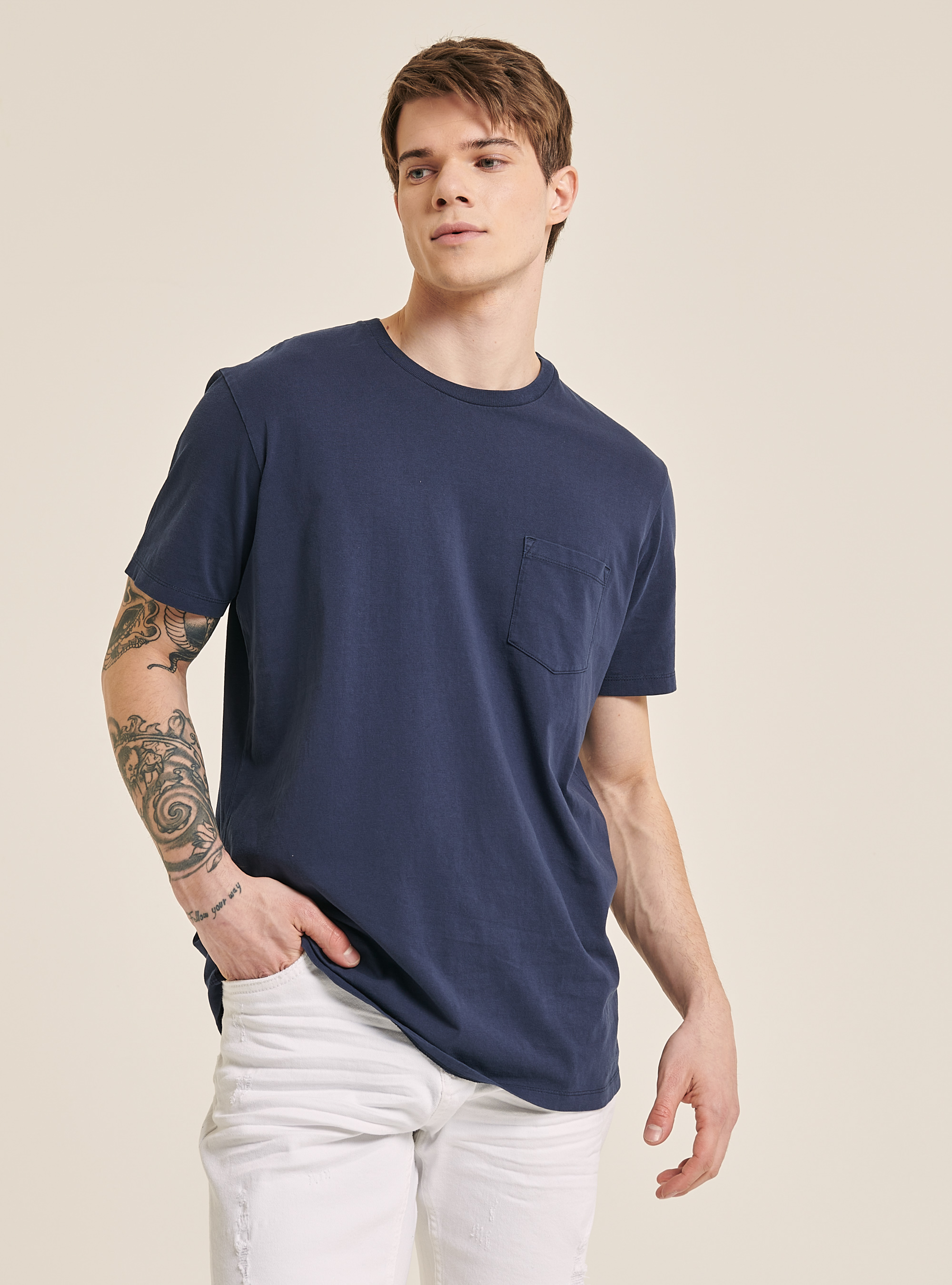 Crew-neck t-shirt with pocket, NA1 NAVY DARK