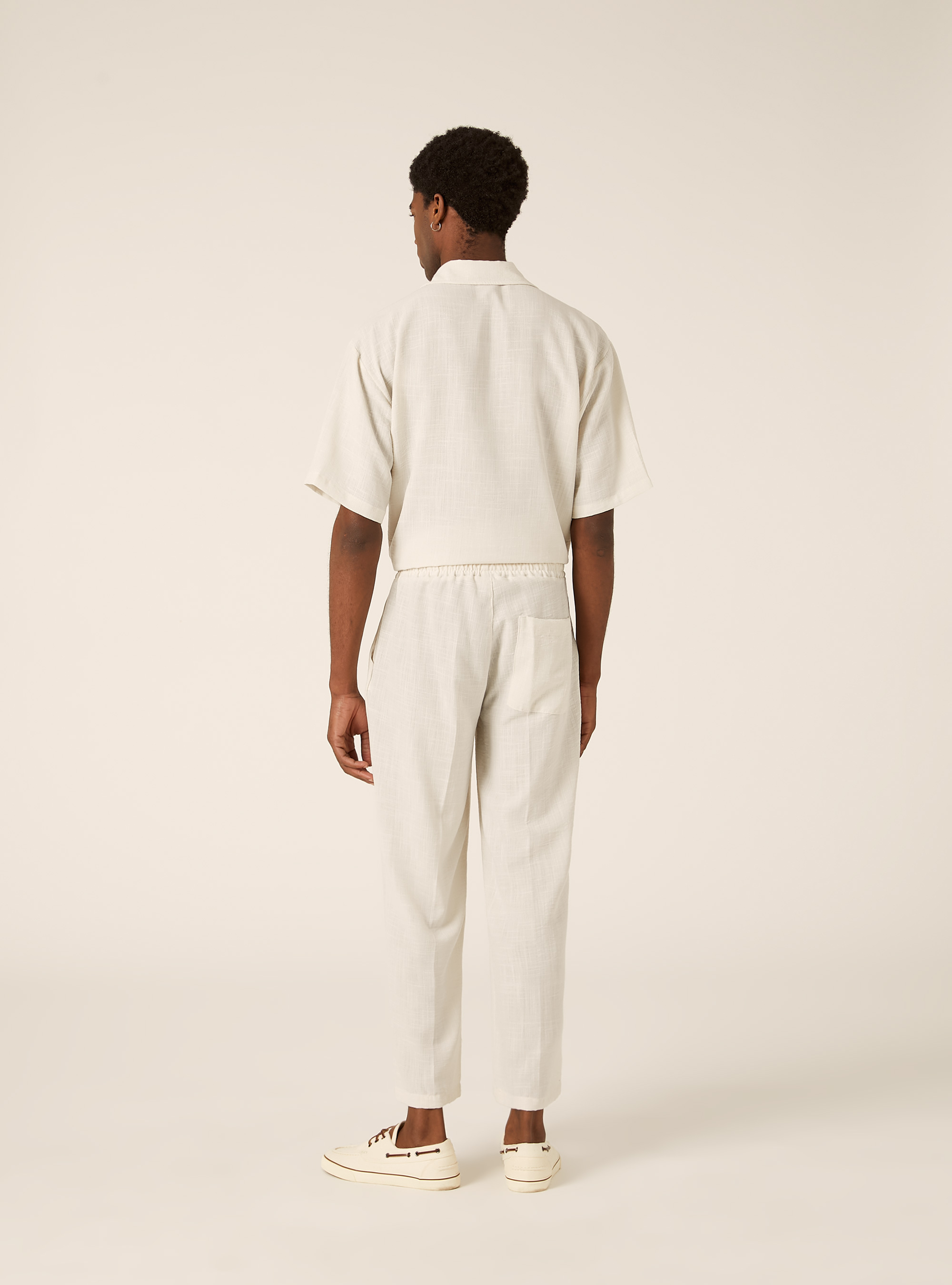 Slub Fabric Straight Leg Trousers, WH1 OFF WHITE