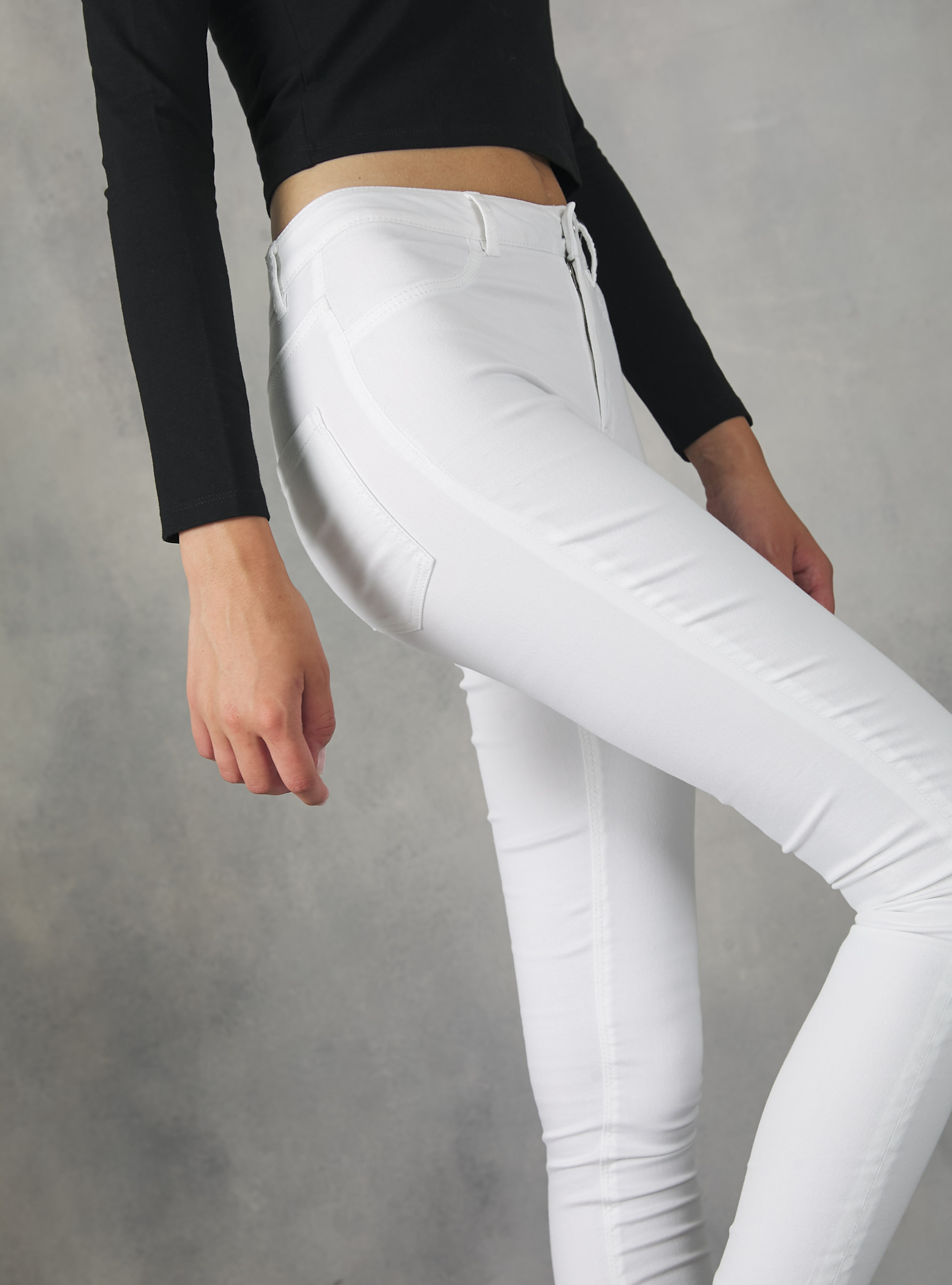 Jean super skinny taille haute en denim stretch, D099 WHITE