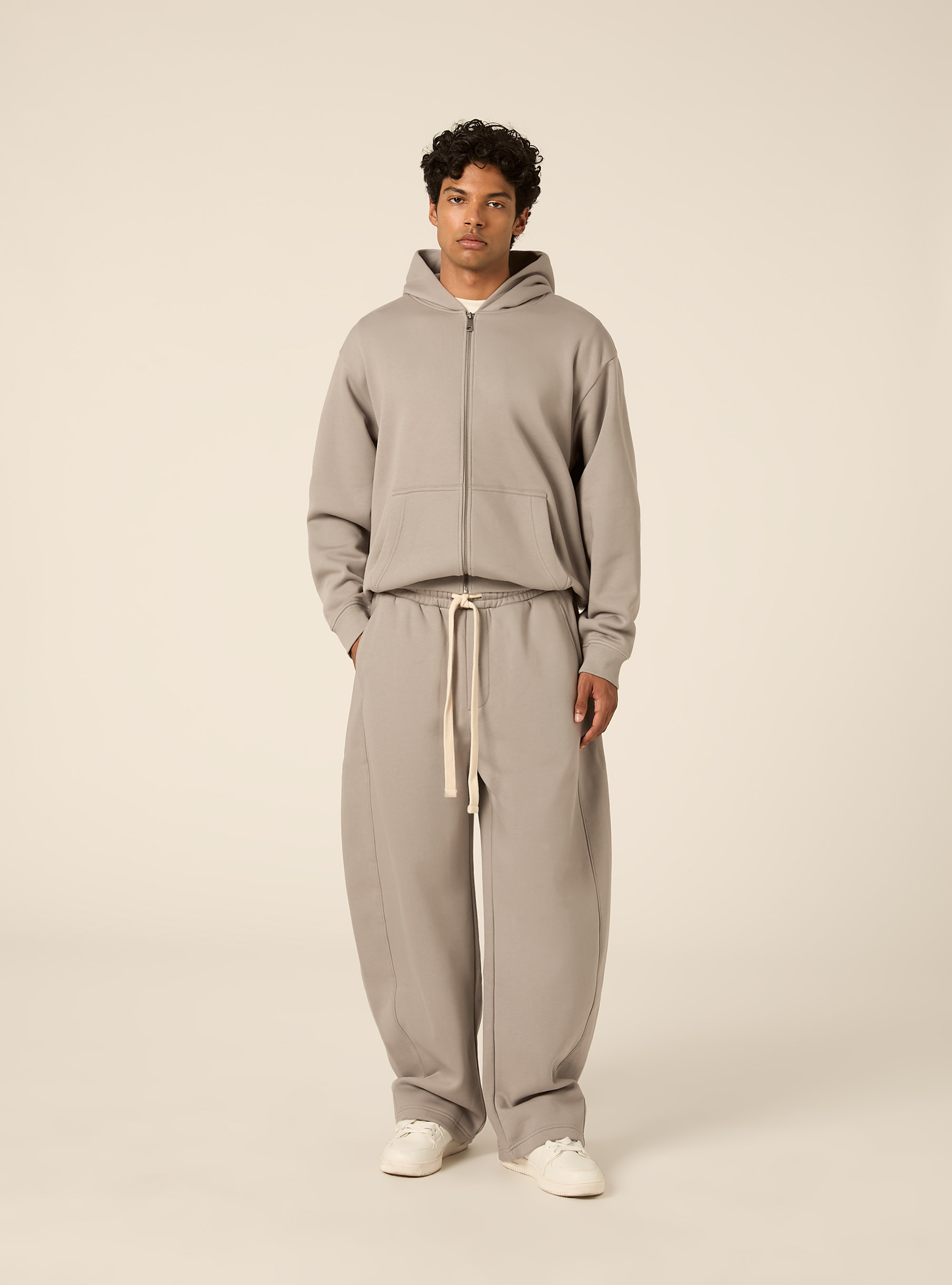 Barrel fit fleece trousers, GY2 GREY MEDIUM