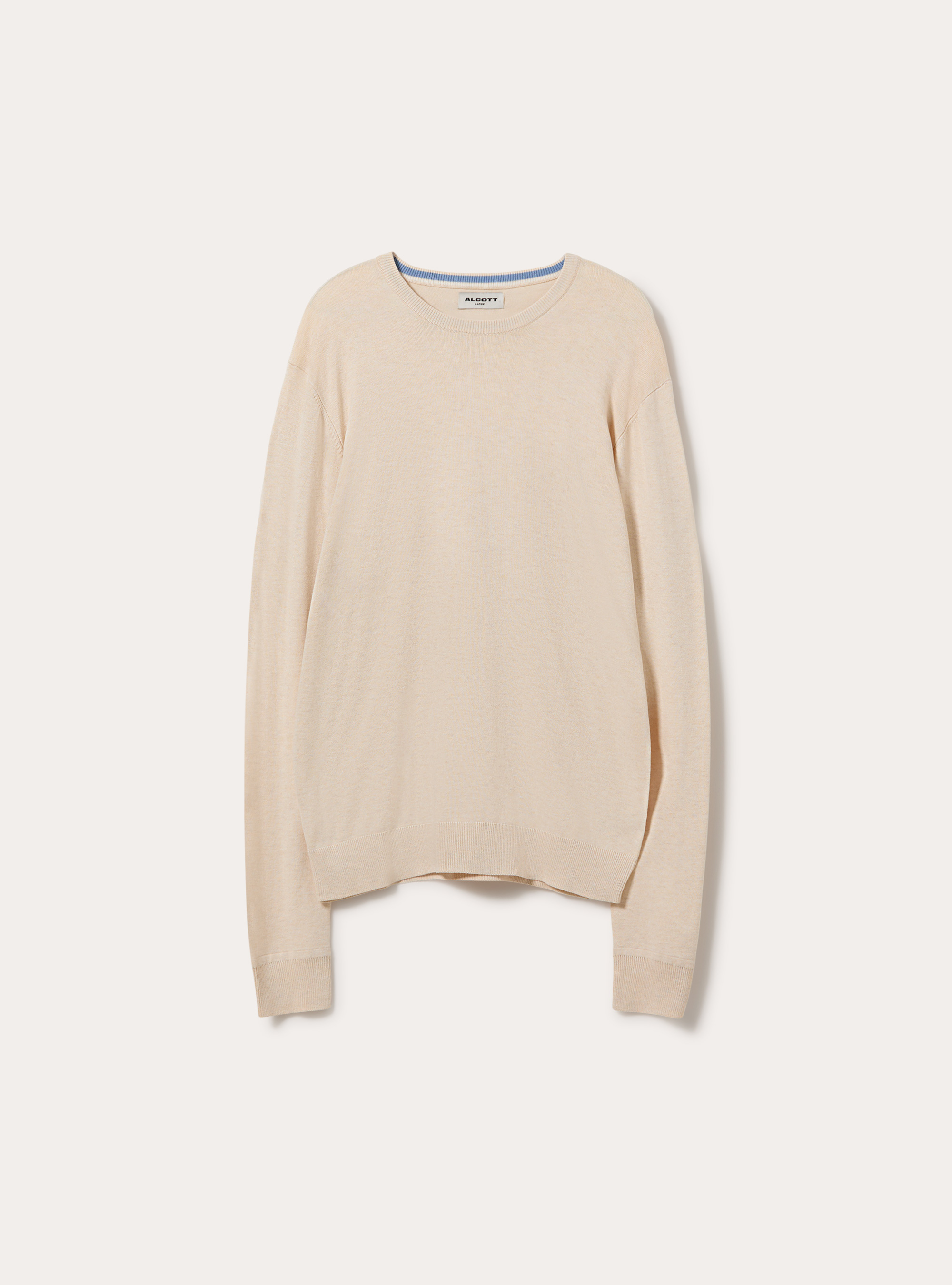 Jersey de cuello redondo en viscosa Lenzing Ecovero, MCR3 CREAM MEL LIGHT
