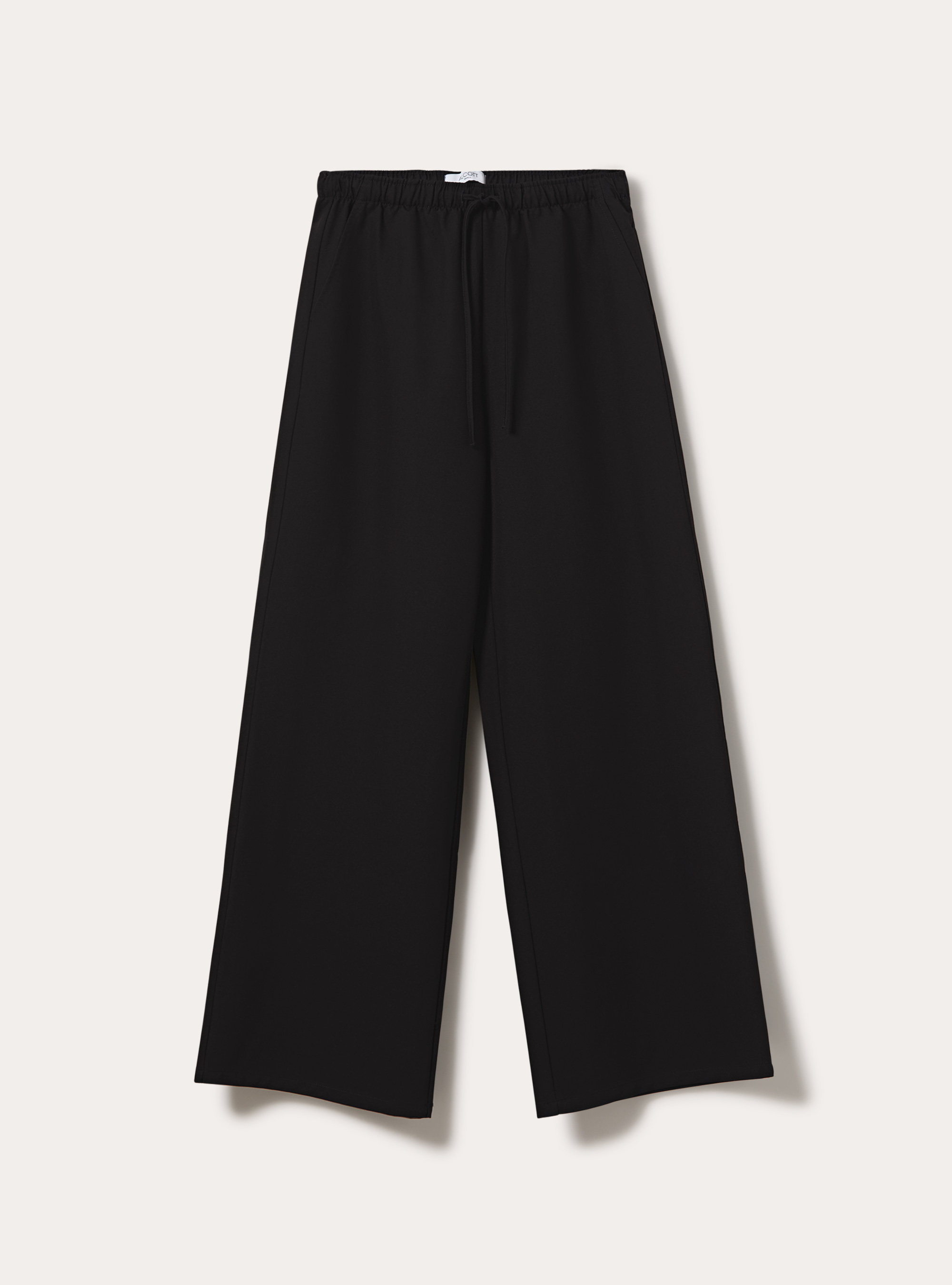 Pantal&oacute;n recto con el&aacute;stico en la cintura, BK1 BLACK