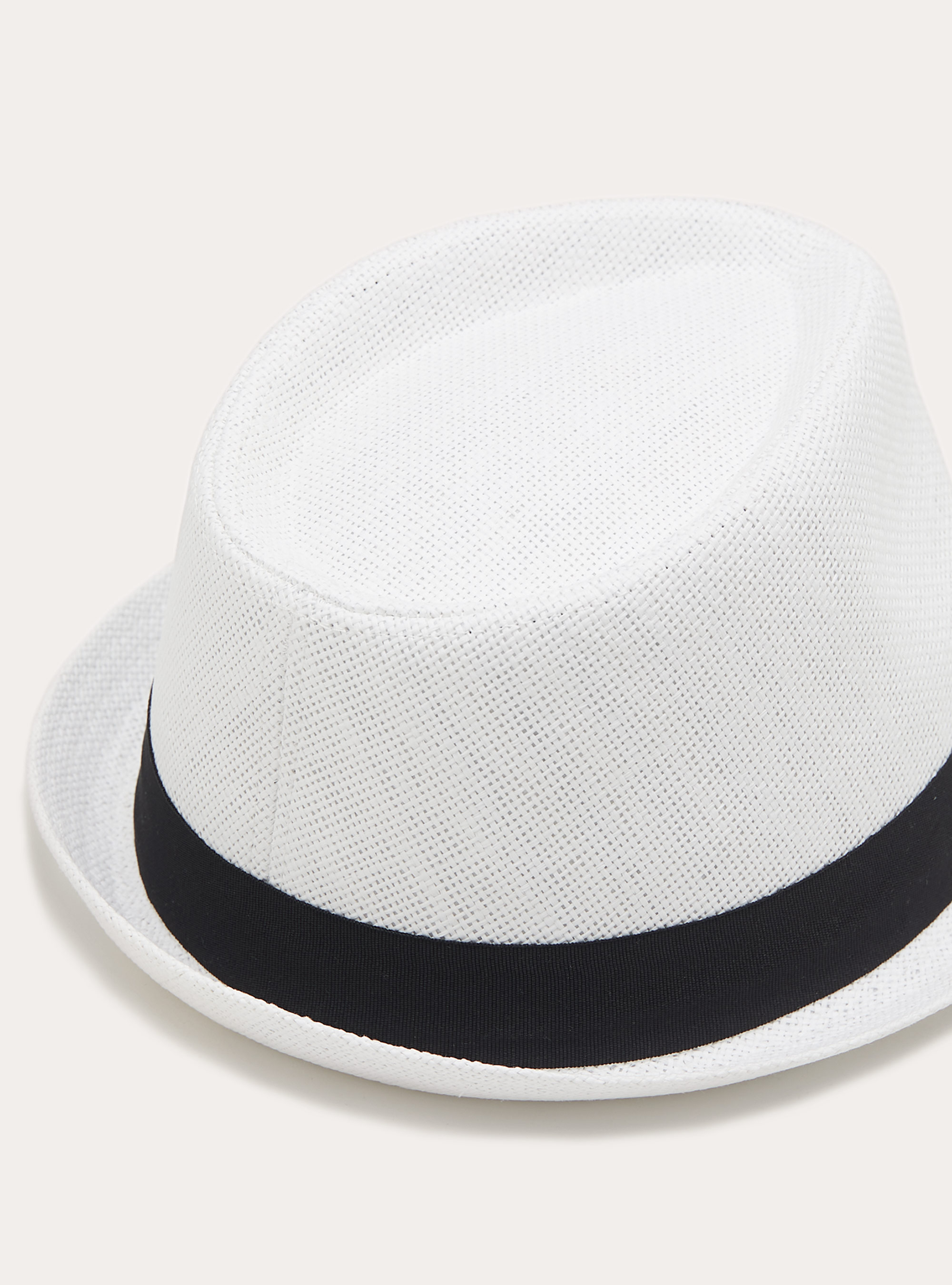 Raffia Panama Hat with Contrast Band, WH2 WHITE