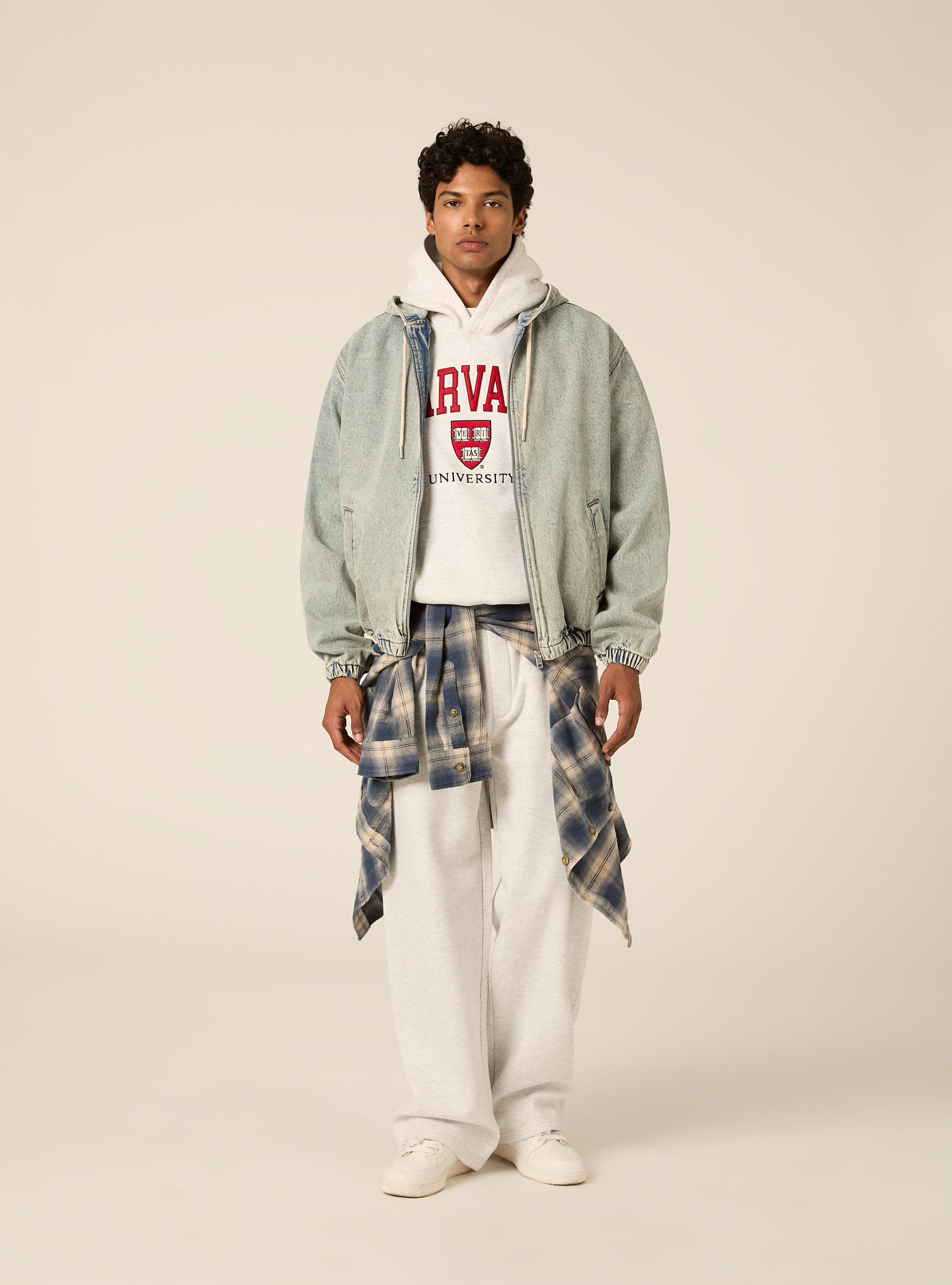 Hooded denim bomber jacket, D006 AZURE