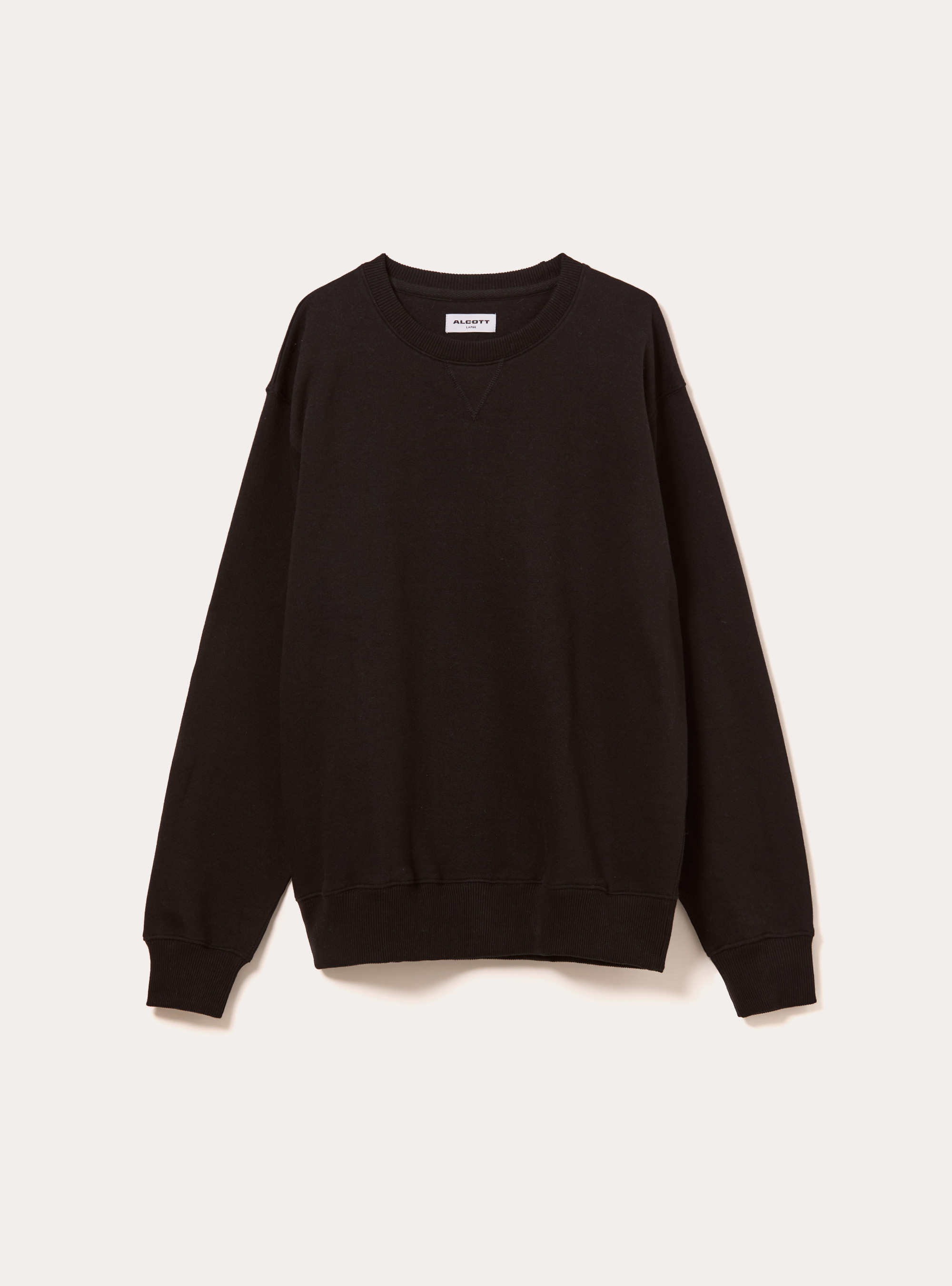 Sweat-shirt &agrave; col rond uni, BK1 BLACK