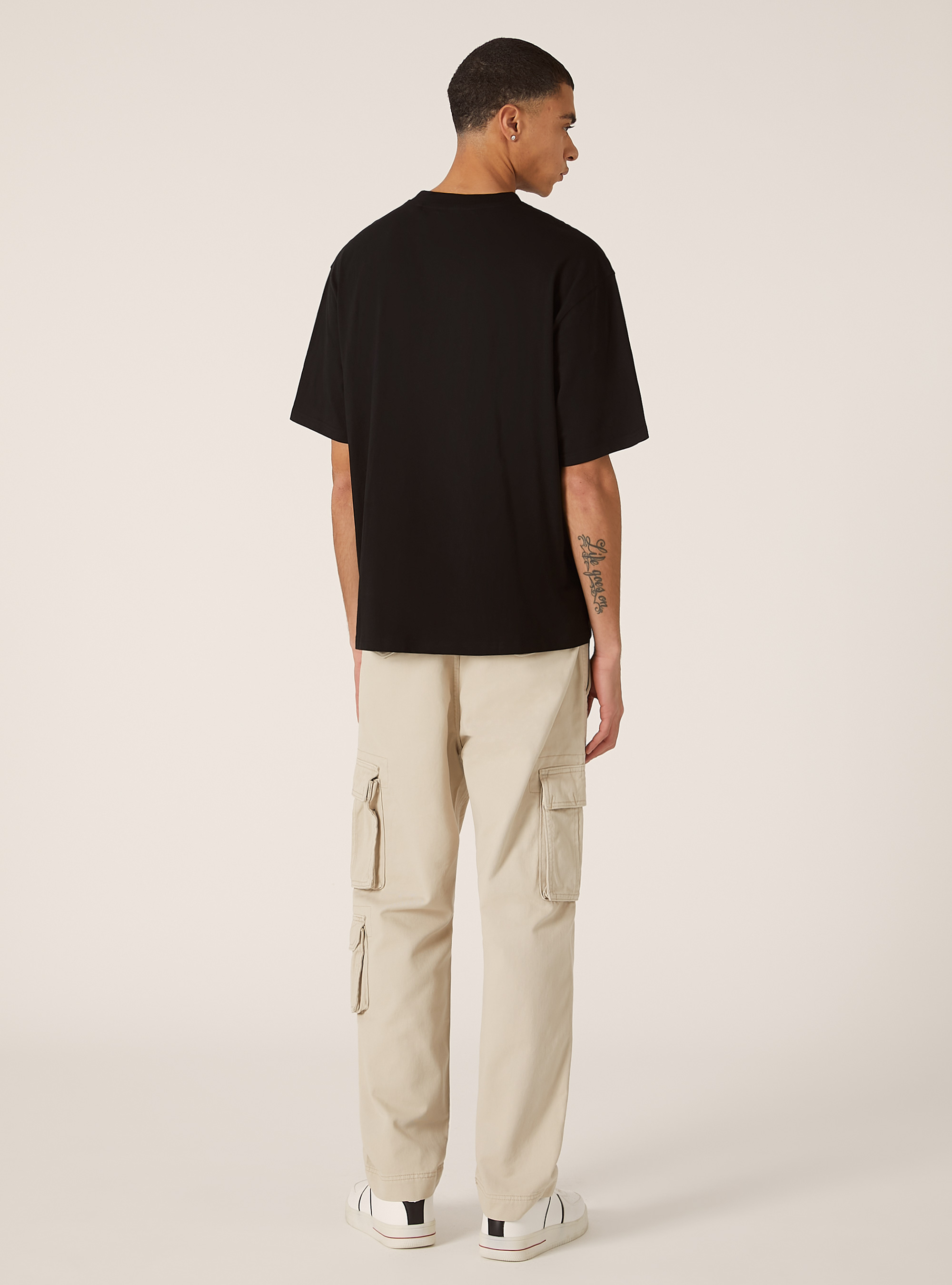T-shirt coupe carr&eacute;e en coton, BK1 BLACK