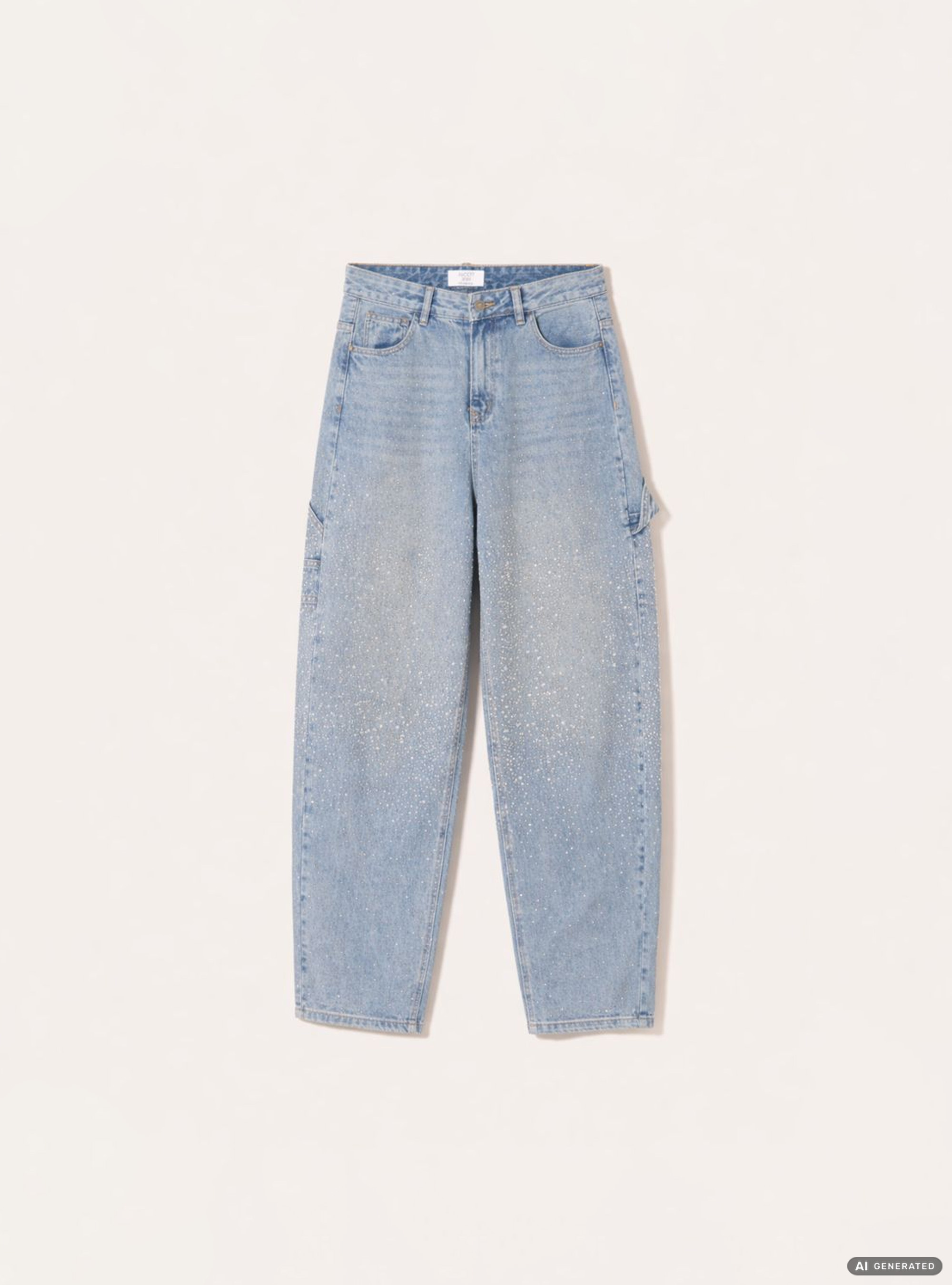 Baggy-Jeans im Carpenter-Stil mit Strasssteinen, D006 AZURE