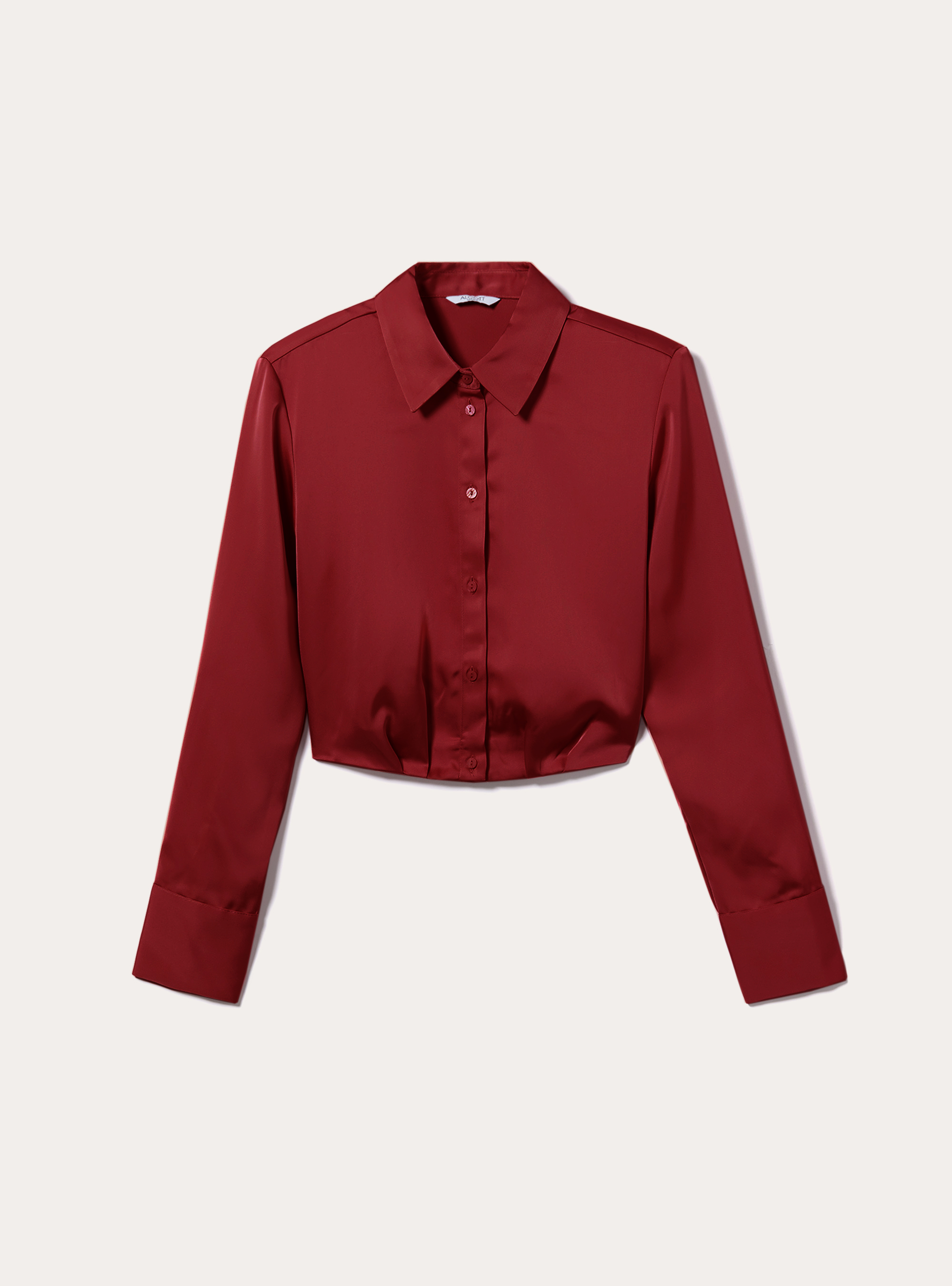 Chemise crois&eacute;e en satin, BO2 BORDEAUX MEDIUM