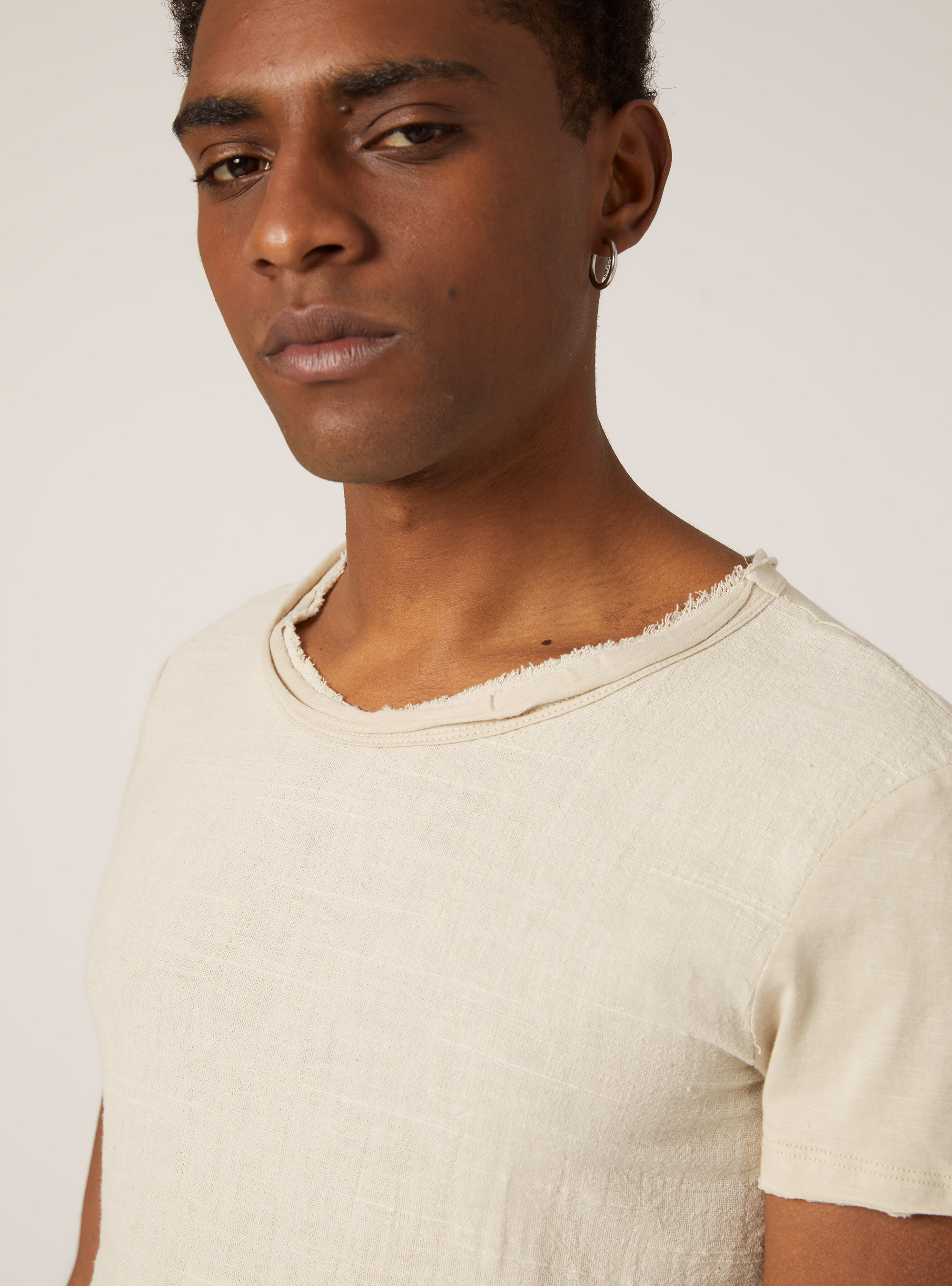 Linen blend short-sleeved T-shirt, BG3 BEIGE LIGHT