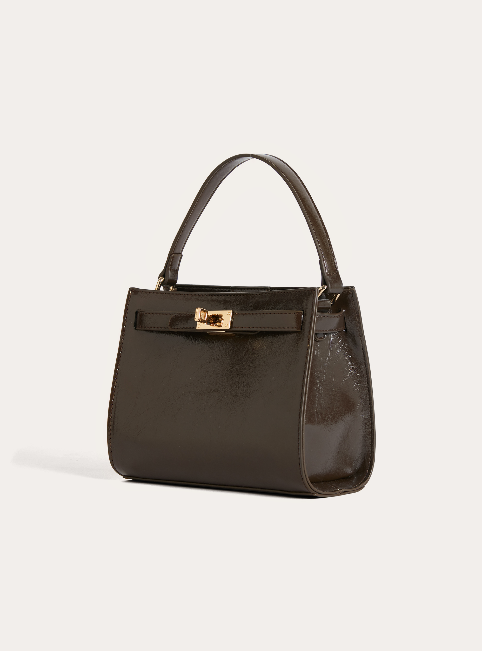 Leather-effect bag with shoulder strap, BR1 BROWN DARK