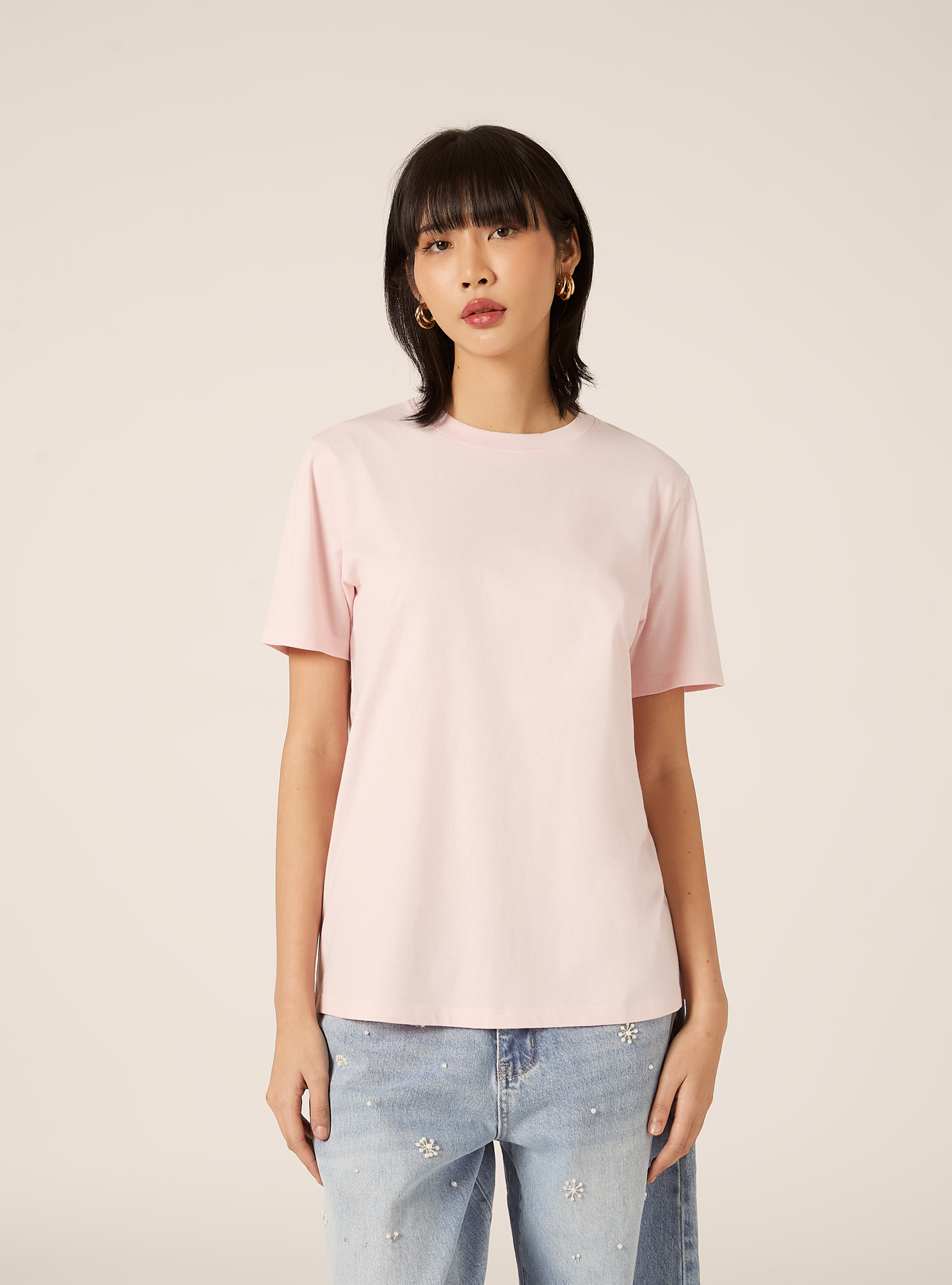 Camiseta de cuello redondo de algod&oacute;n, PK3 PINK LIGHT