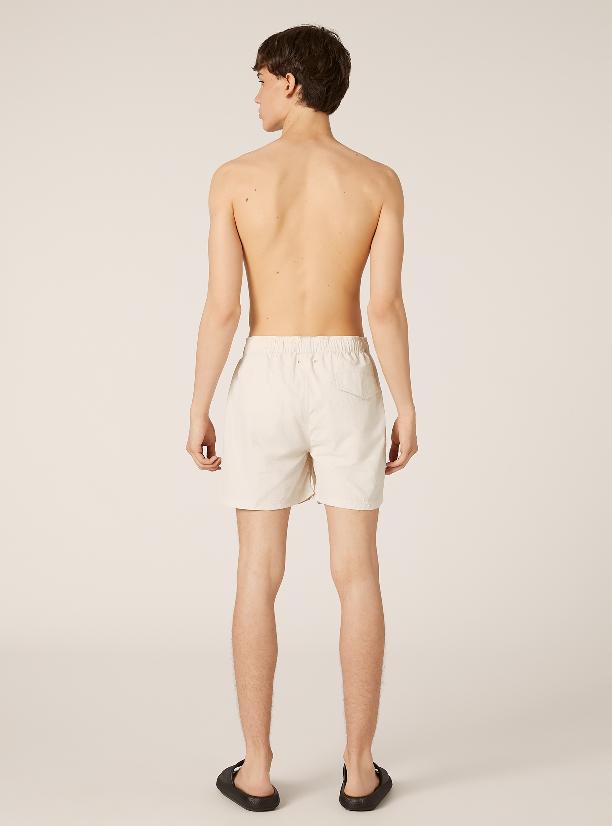 Plain-coloured swimming costume with back pocket, CR3 CREAM LIGHT