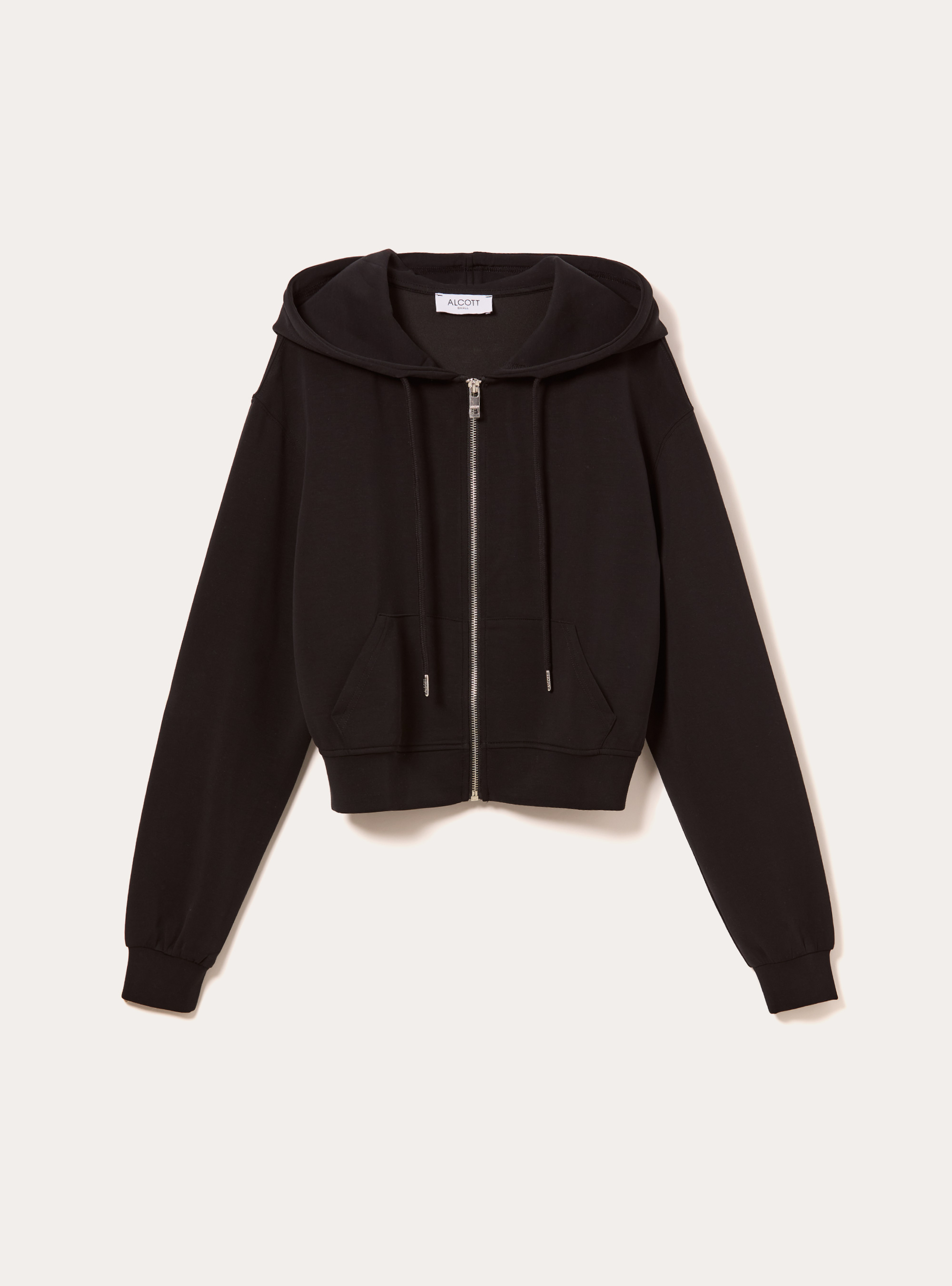 Chaqueta con cremallera y capucha soft touch, BK1 BLACK