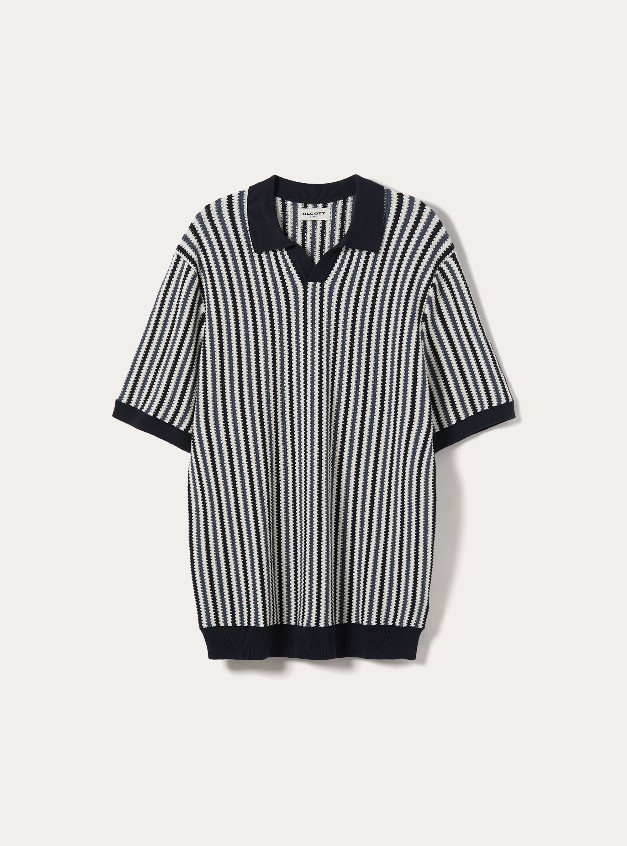 Gestreiftes Strick-Polohemd, NA1 NAVY DARK