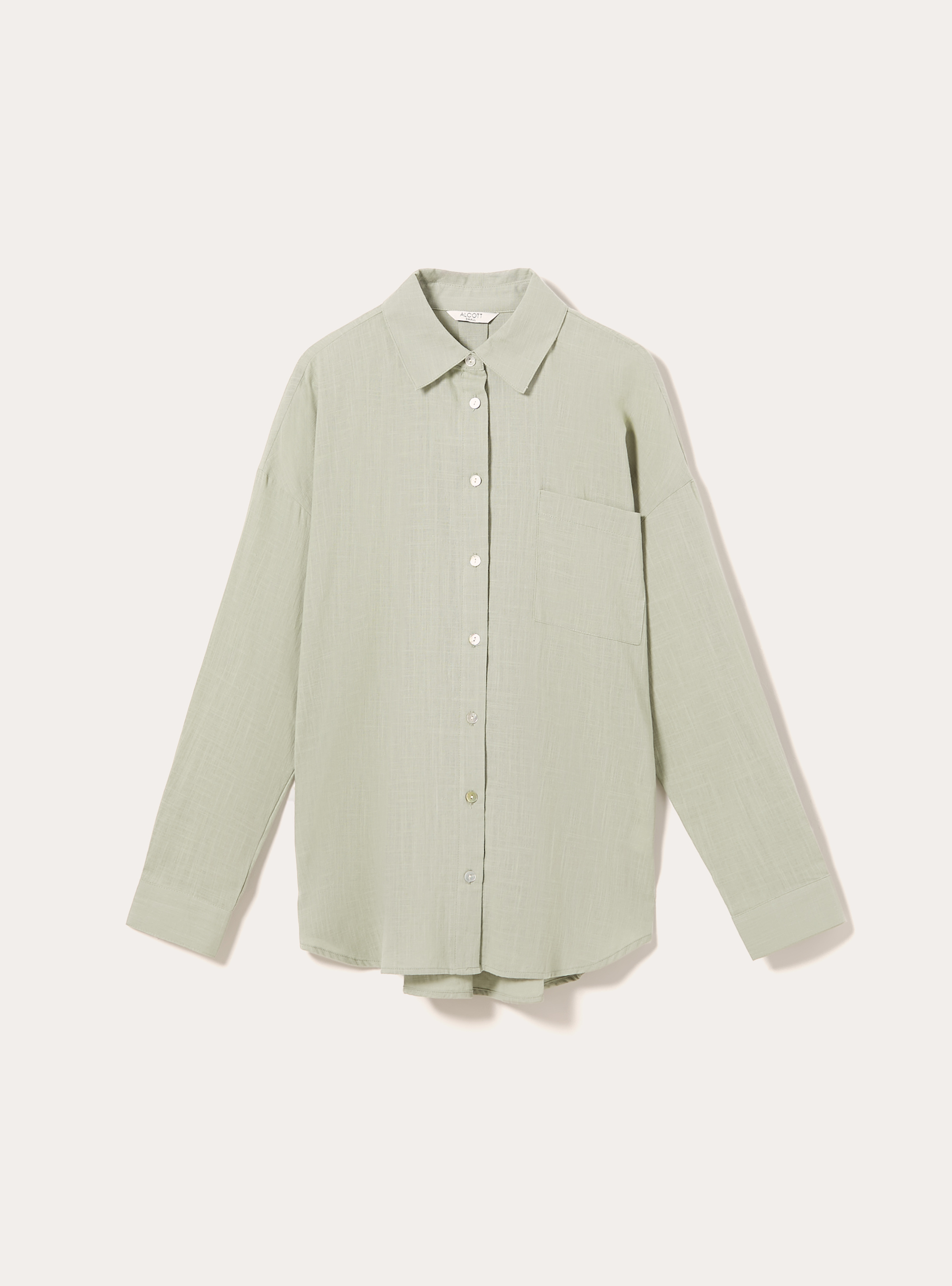 Camicia oversize con tasca, SALVIA CHIARO