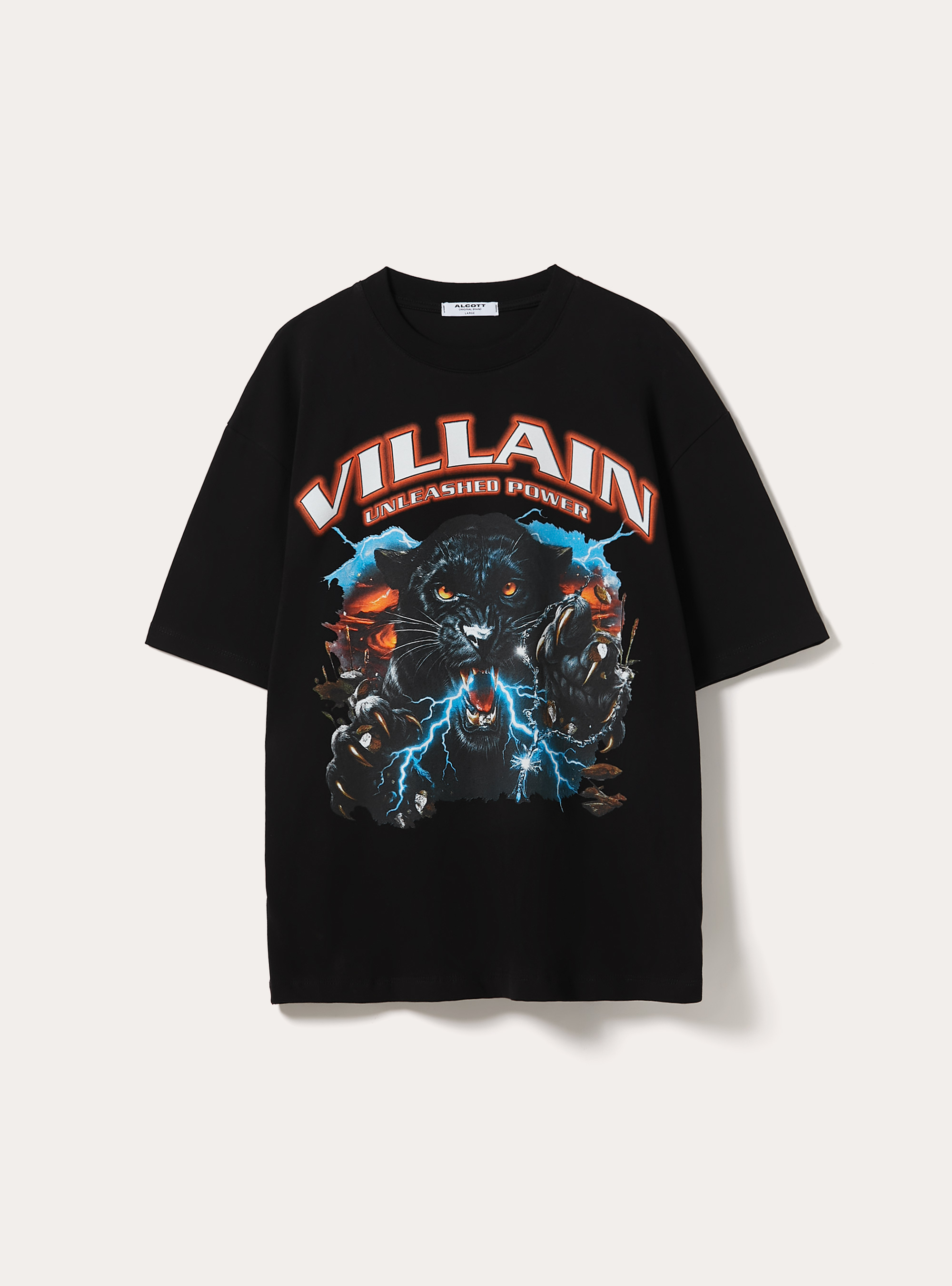 Printed Boxy Fit T-Shirt, BK1 BLACK