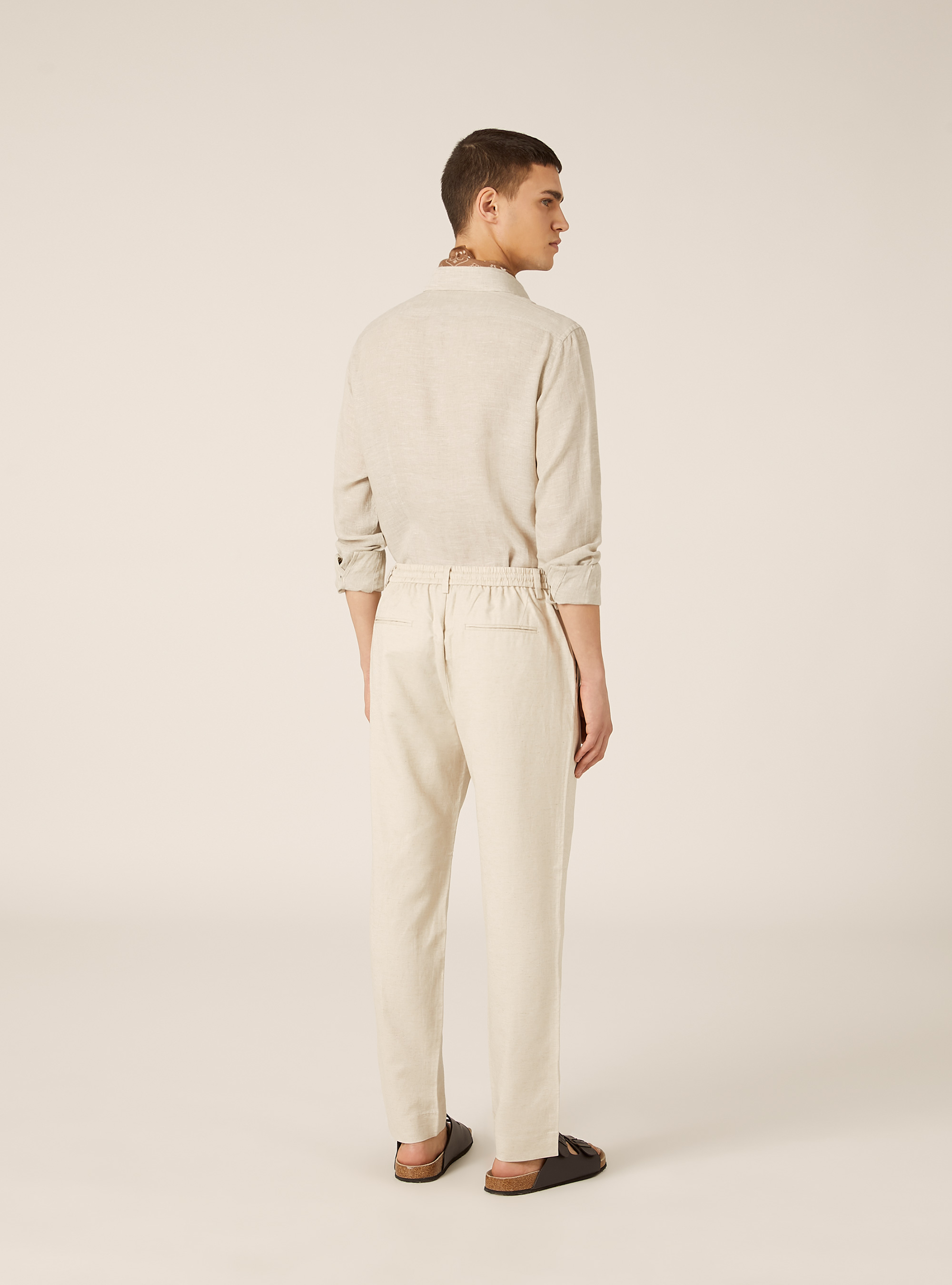 Linen blend chino trousers, MBG3 BEIGE MEL LIGHT