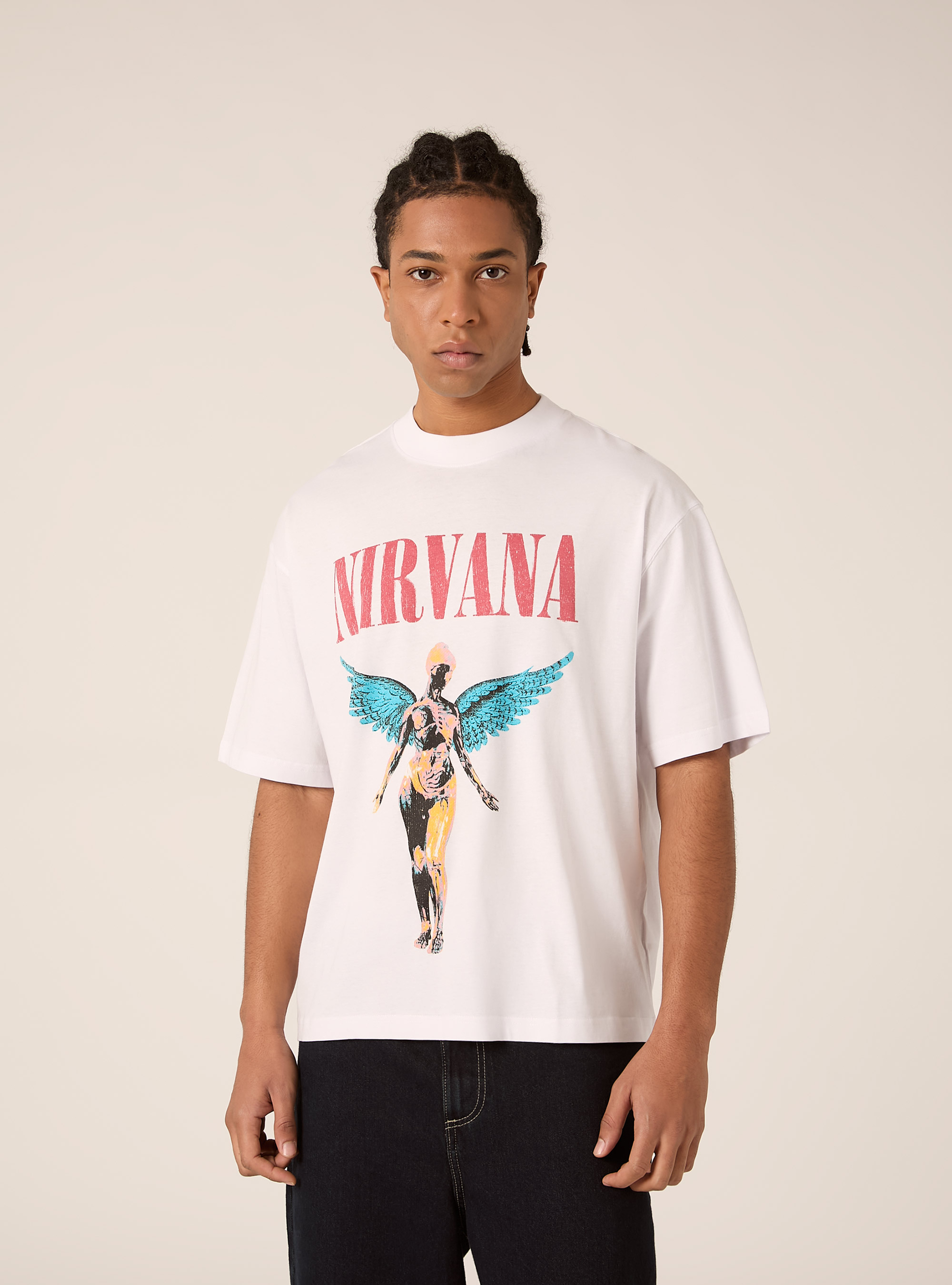 Camiseta boxy fit Nirvana / Alcott, WH3 WHITE