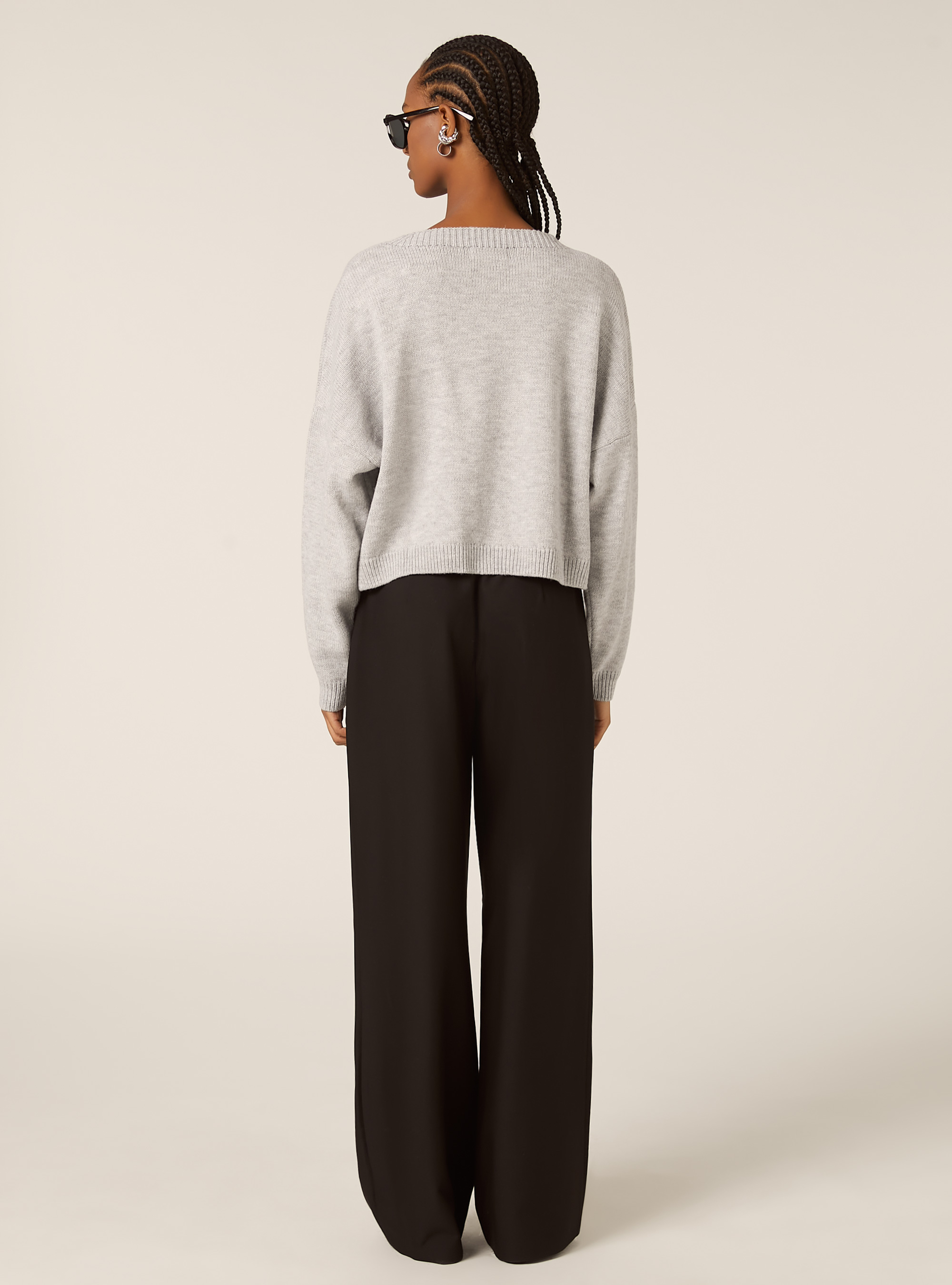 Pull &agrave; col rond basique, MGY2 GREY MEL MEDIUM