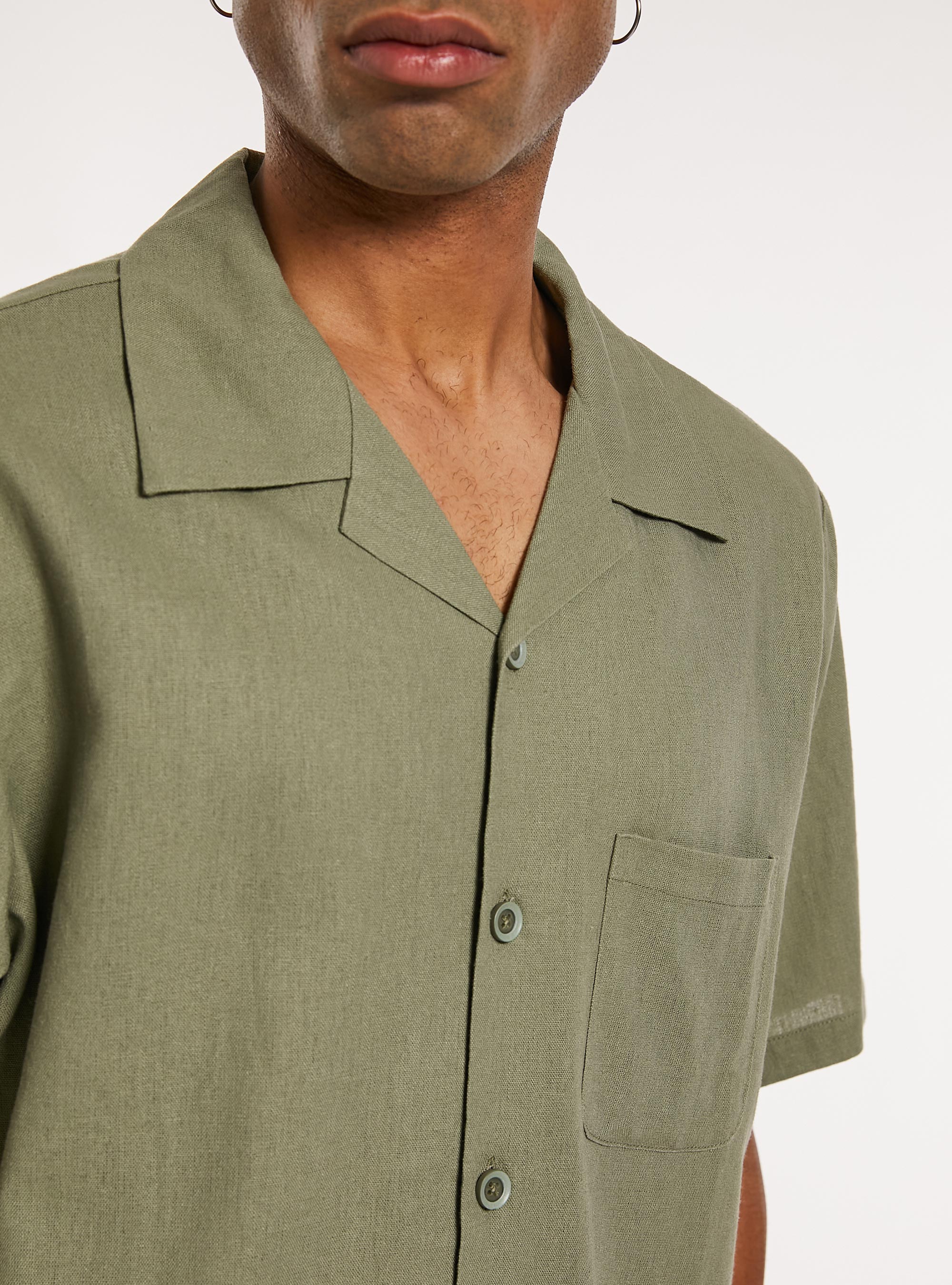 Camicia in misto  lino con tascone, KY2 KAKY MEDIUM