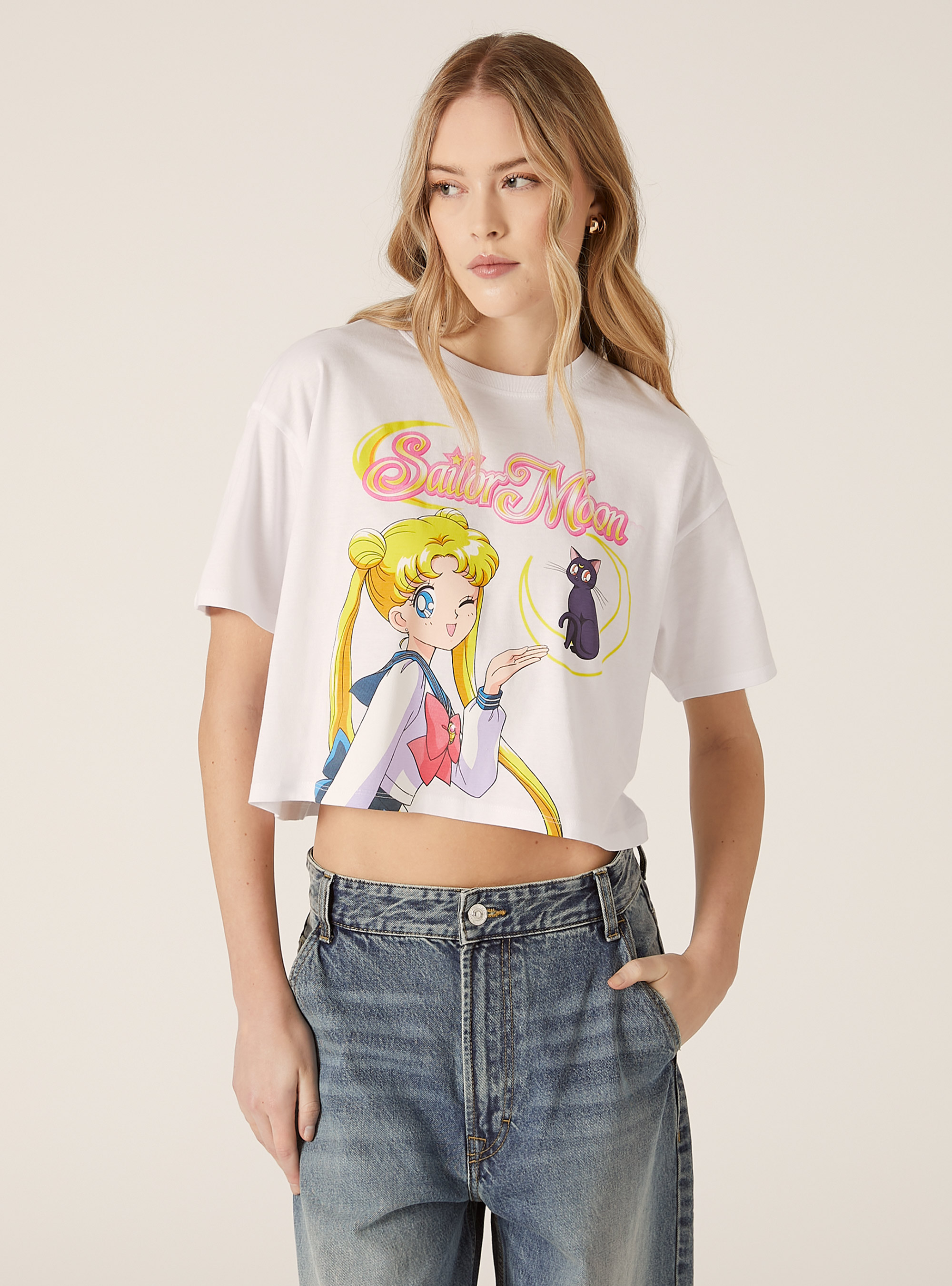 Sailor Moon / Alcott Kurzarm-T-Shirt, WH3 WHITE