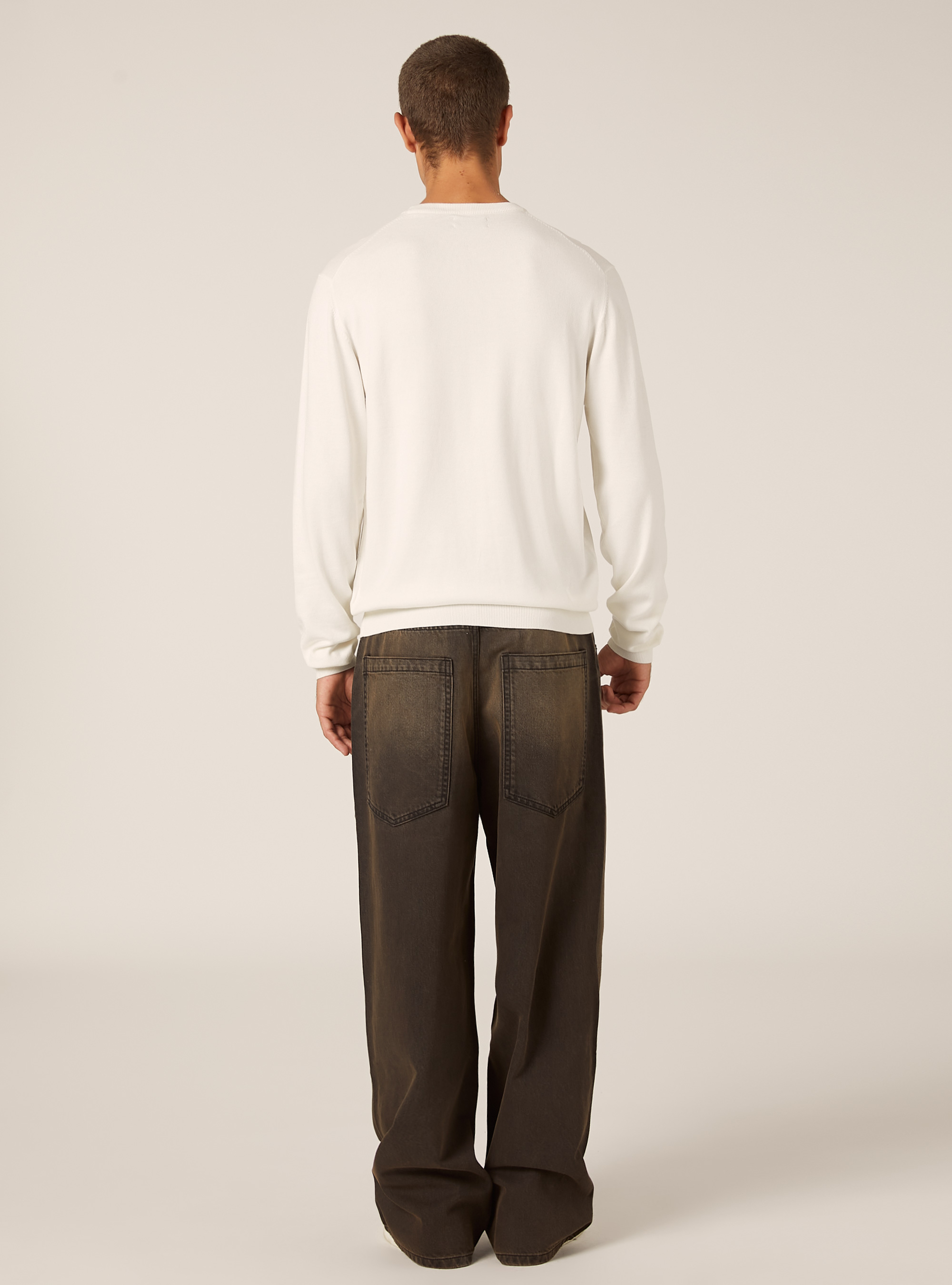 Pull &agrave; col rond en viscose Ecovero, WH2 WHITE