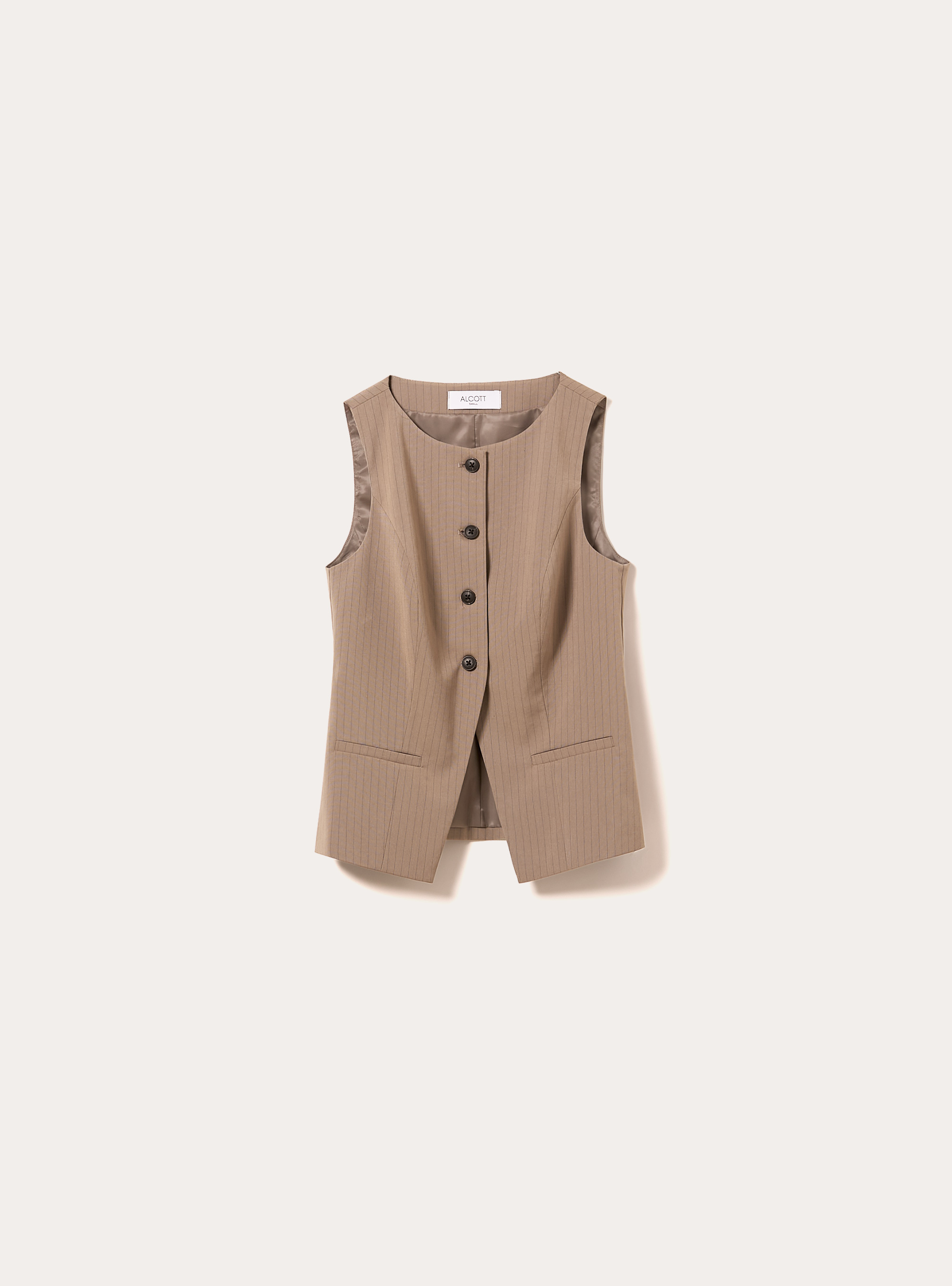 Gilet classique &agrave; boutons, BG2 BEIGE MEDIUM