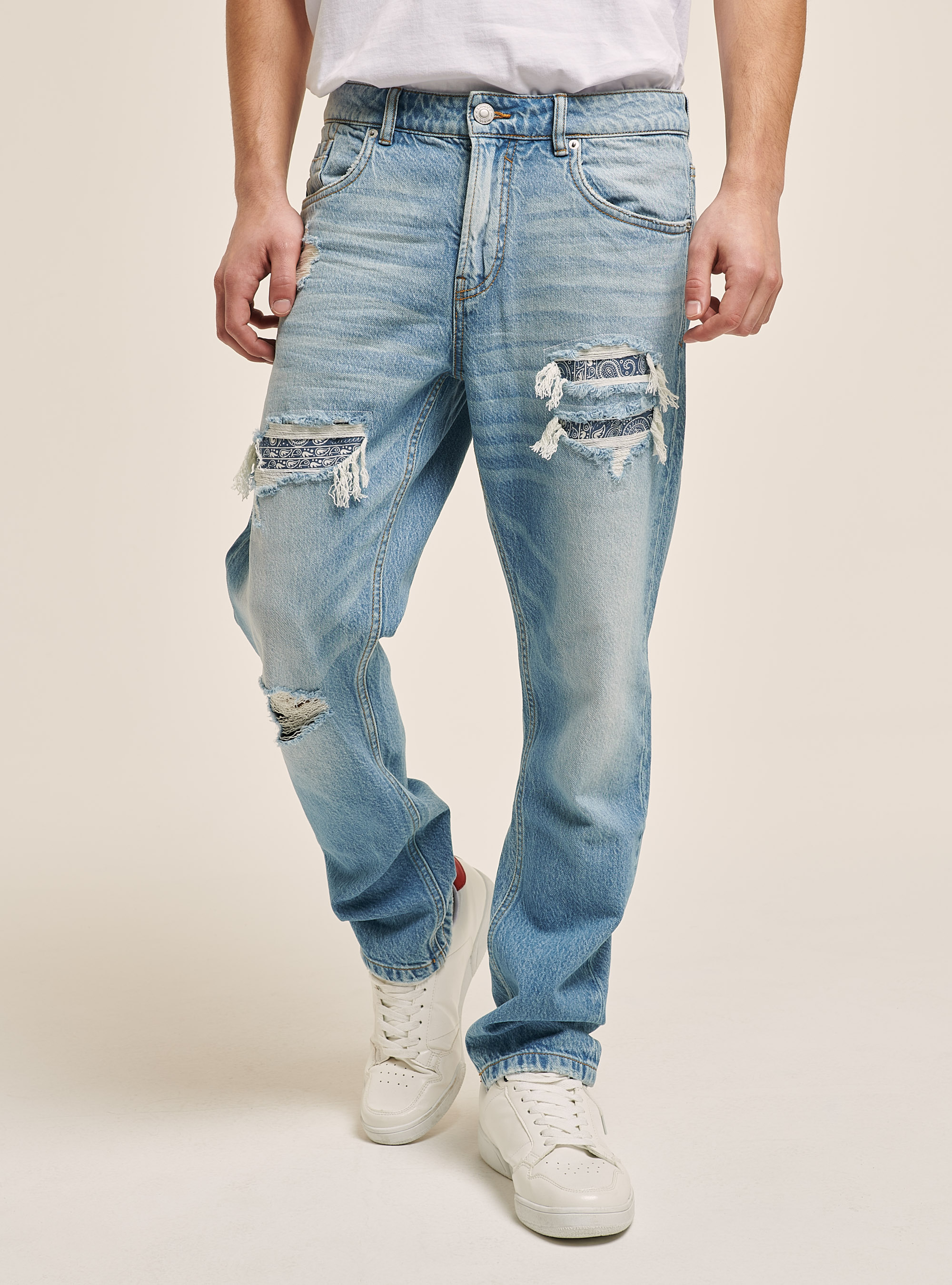 Vaqueros Slim Fit de algod&oacute;n, AZUL