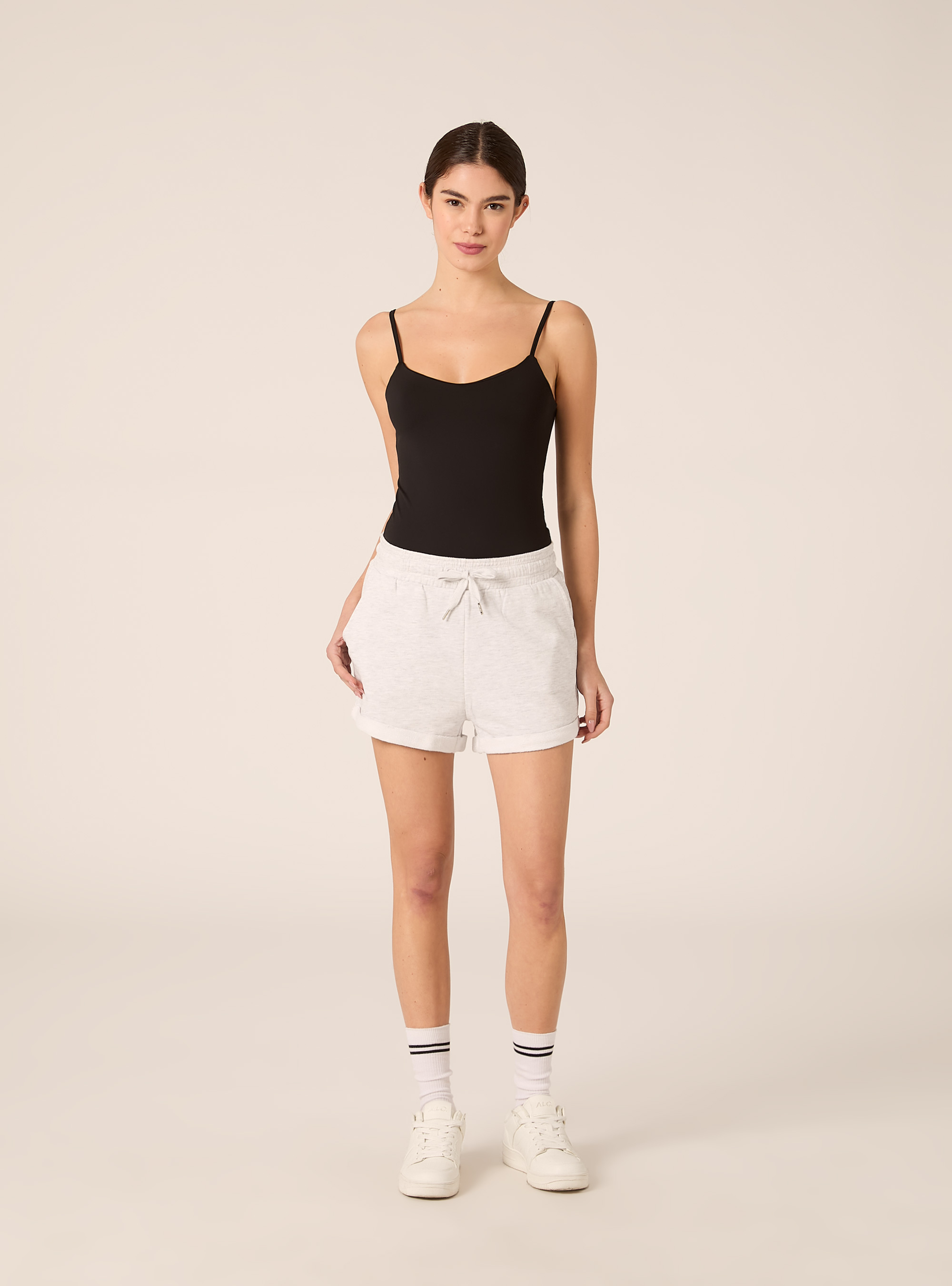 Short en Molleton de Coton avec Taille &Eacute;lastique, MGY3 GREY MEL LIGHT