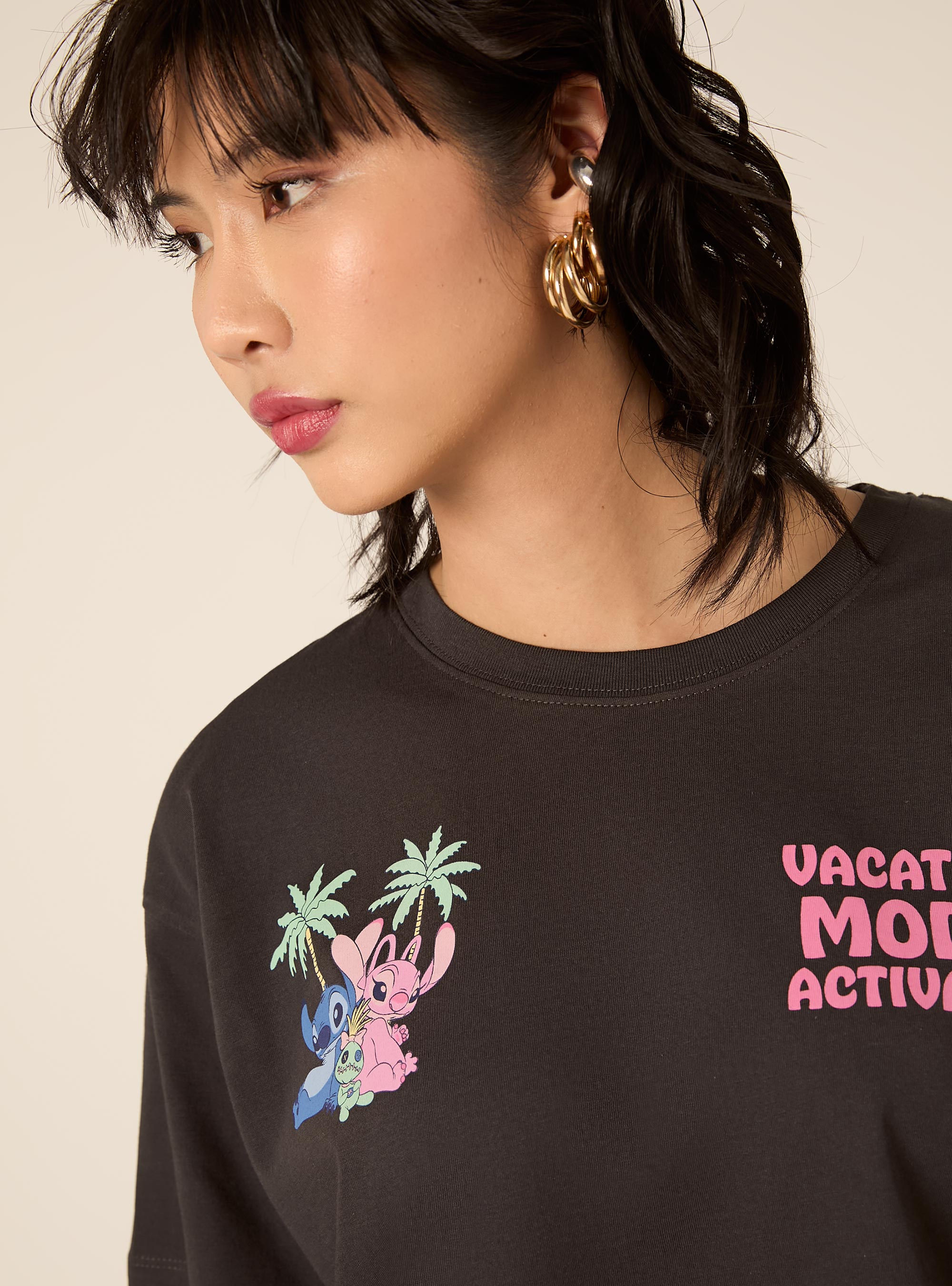 Camiseta Lilo y Stitch/ Alcott, BK3 BLACK CHARCOAL