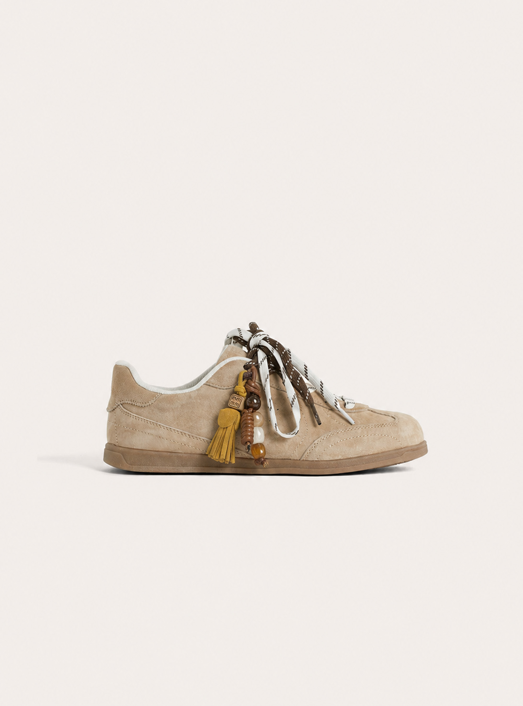Suede-Effect Sneakers, BG2 BEIGE MEDIUM