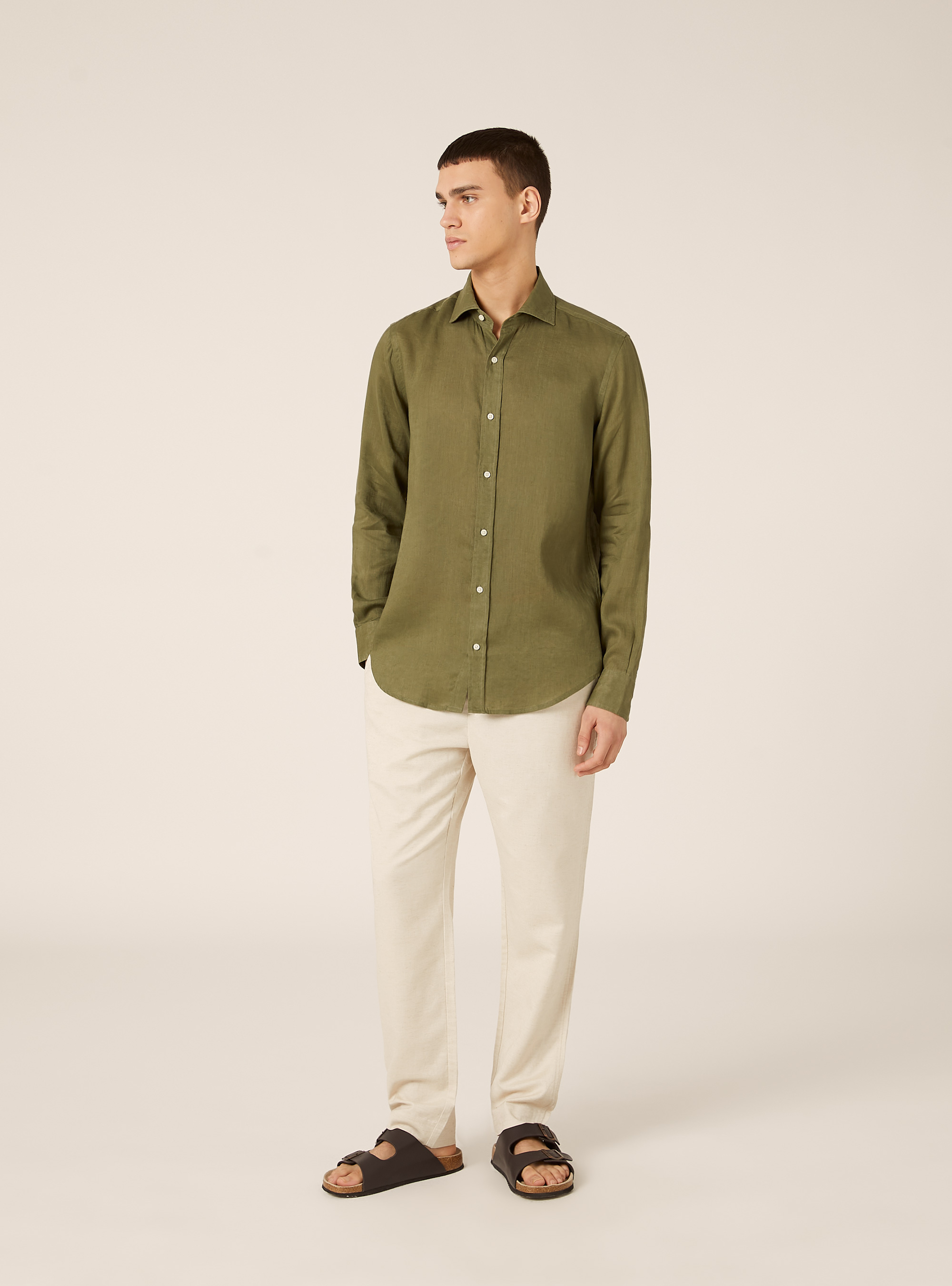 Camicia in puro lino a maniche lunghe, KAKY MEDIO