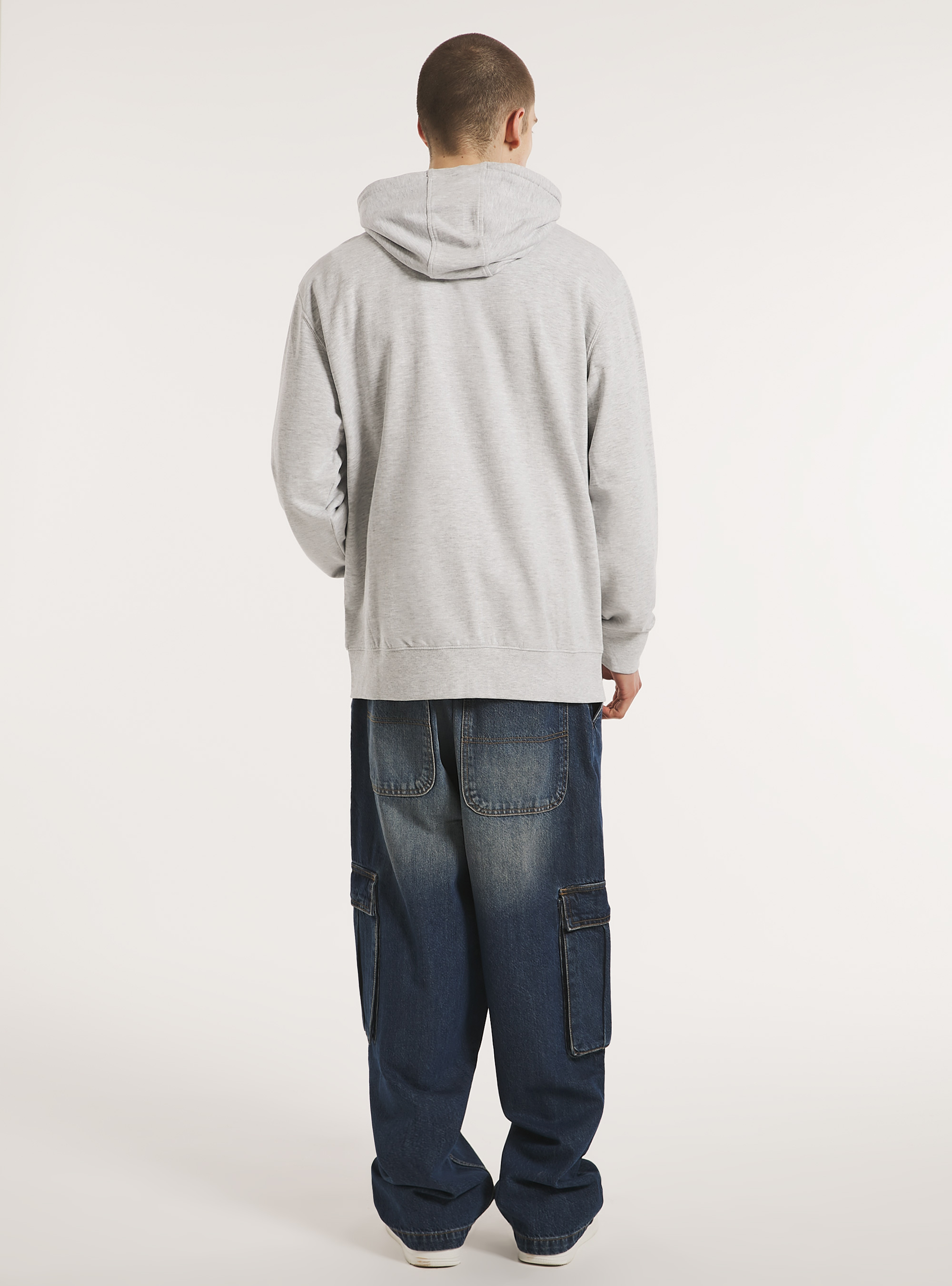 Zip et sweat &agrave; capuche en coton, MGY3 GREY MEL LIGHT