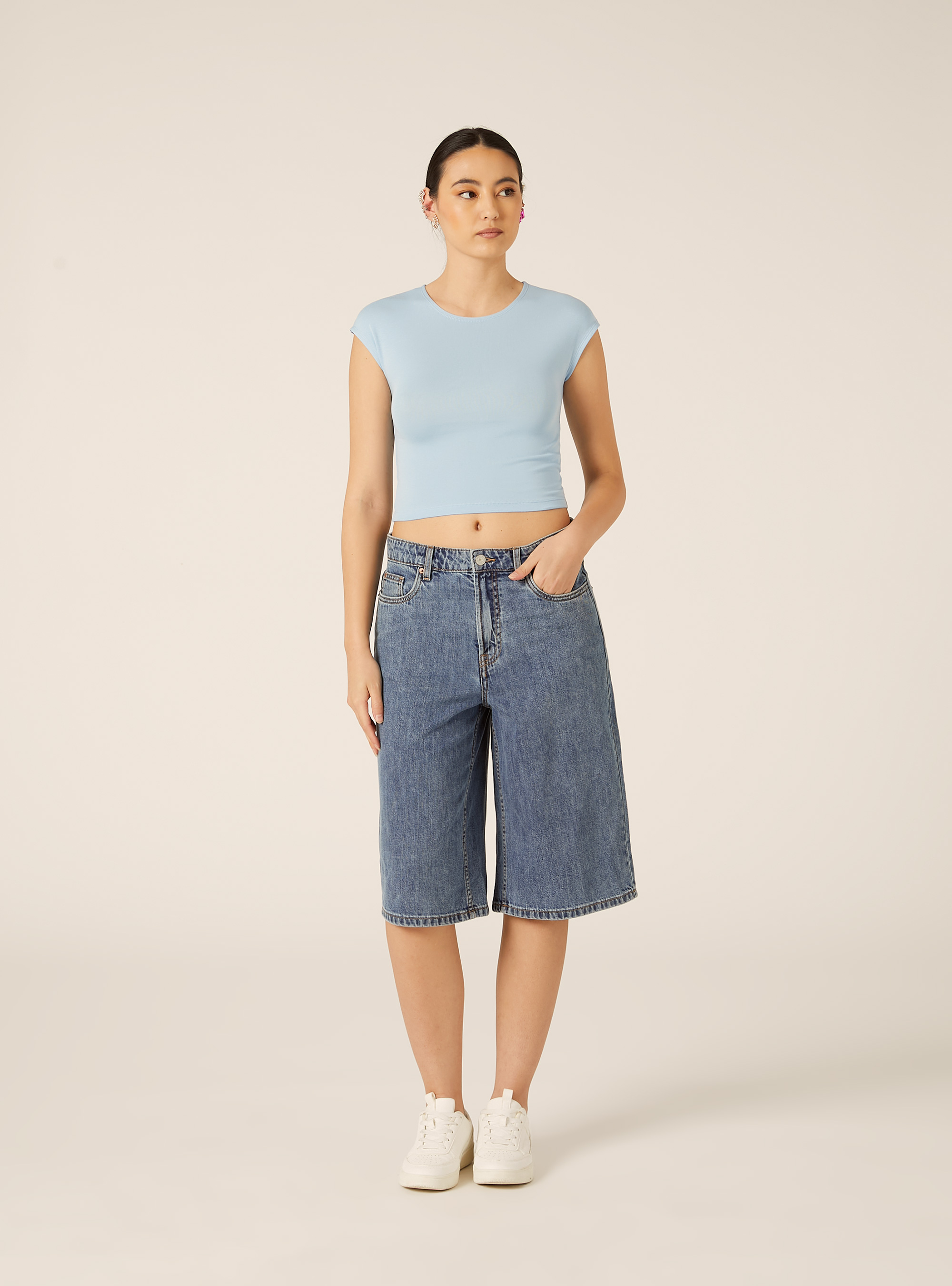 Camiseta Crop de Algod&oacute;n, AZ3 AZURE LIGHT