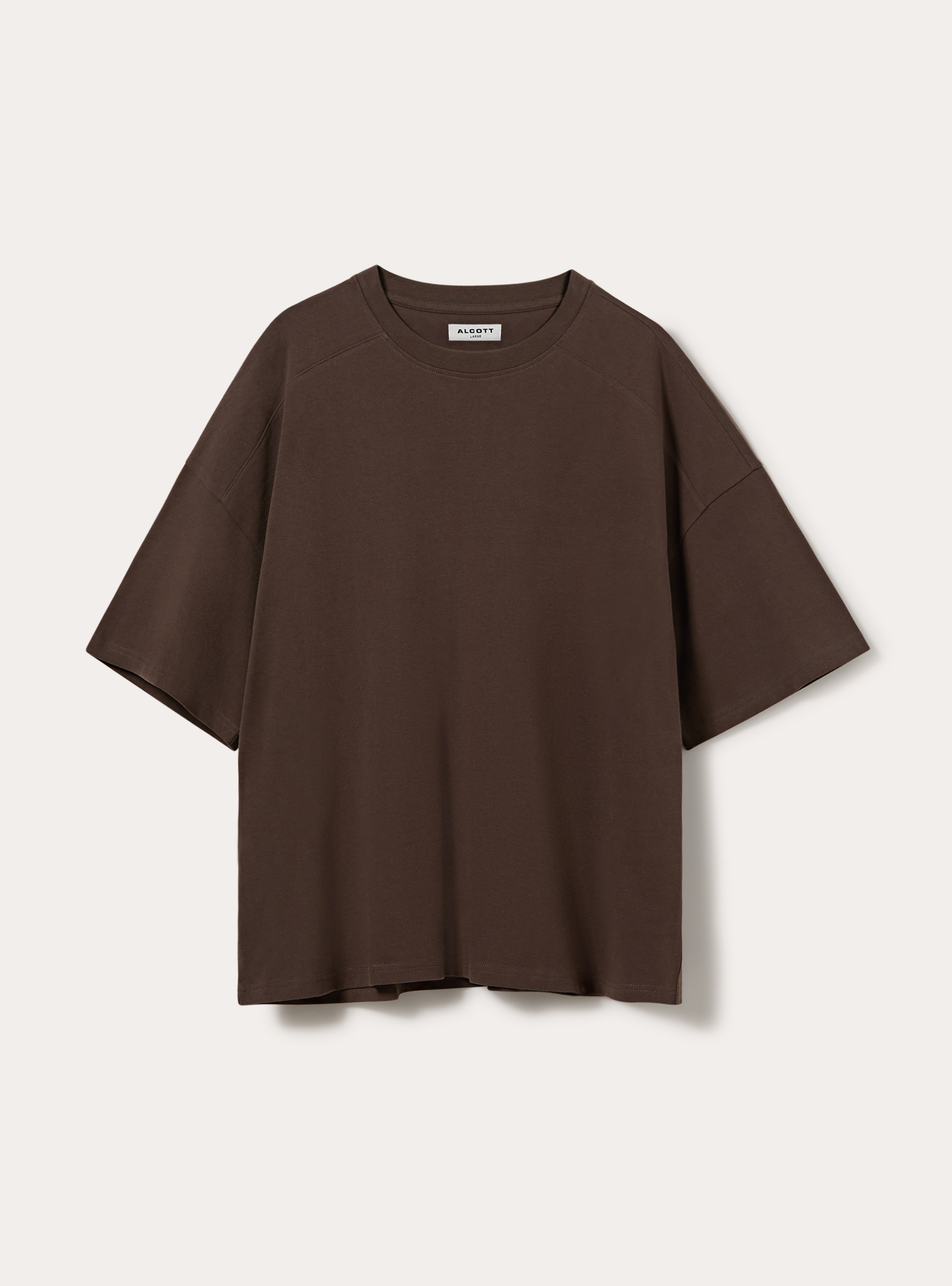 Boxy fit short sleeve tee with dropped shoulders, BR1 BROWN DARK