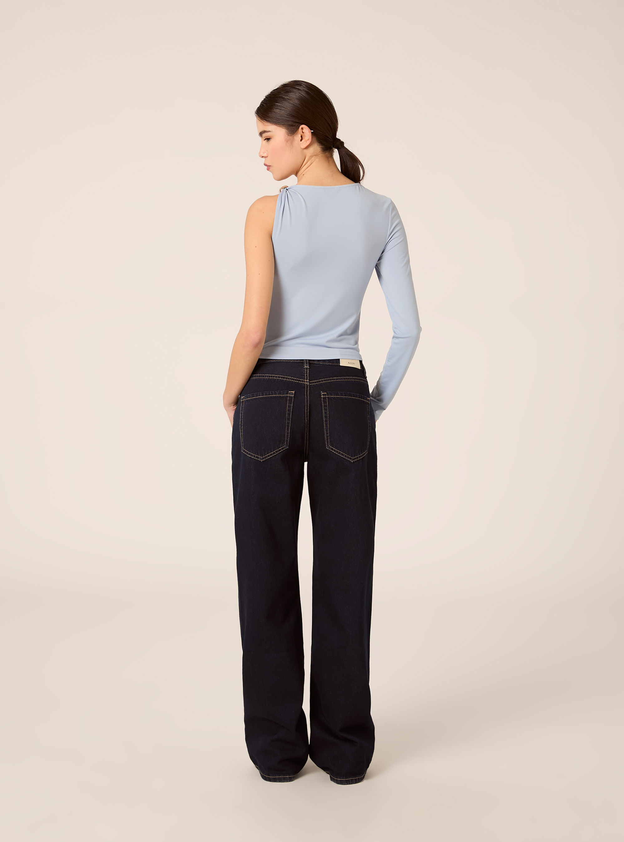 One-shoulder T-shirt, AZ2 AZURE MEDIUM
