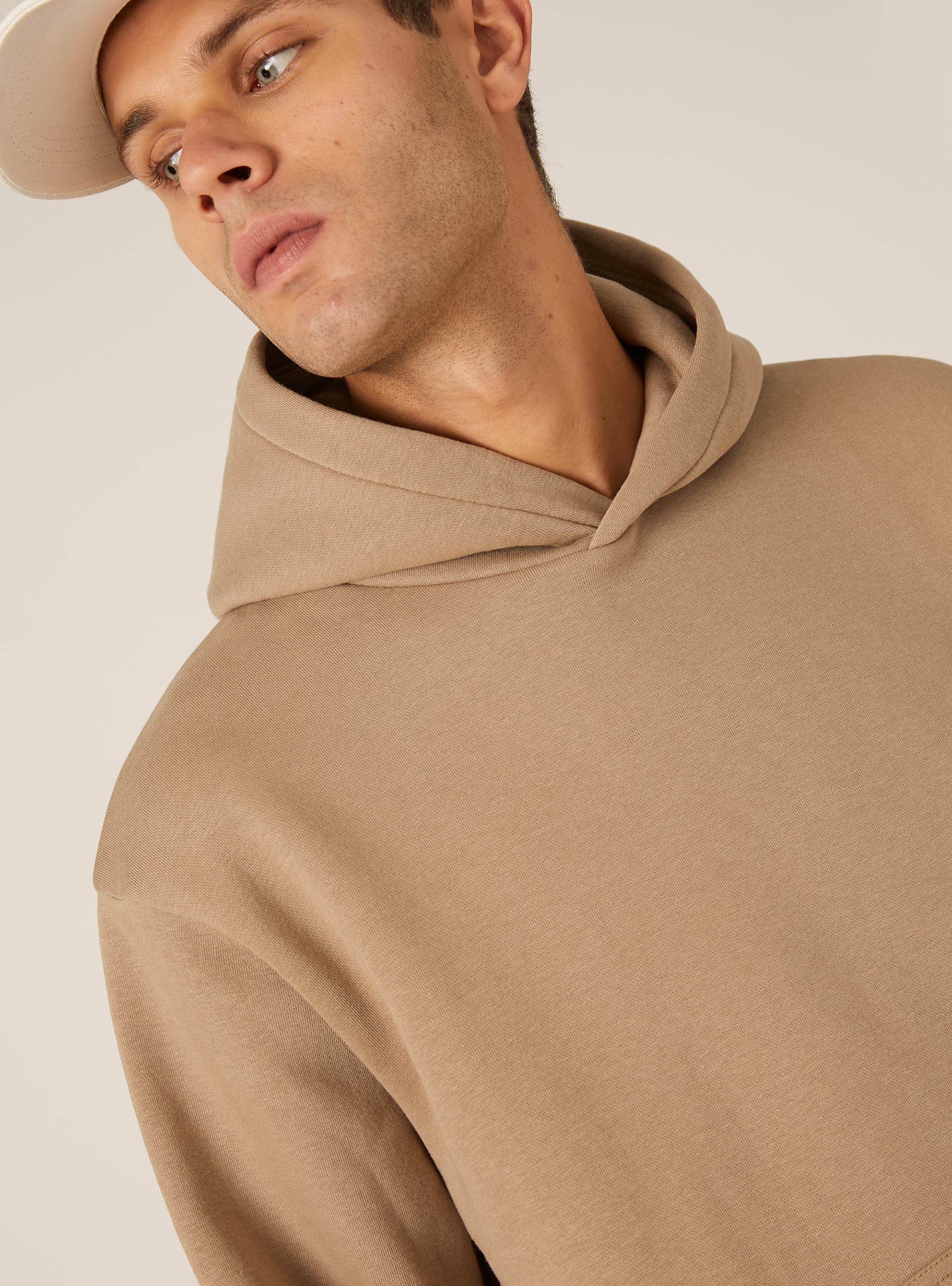Sweat &agrave; capuche coupe boxy, BG1 BEIGE DARK
