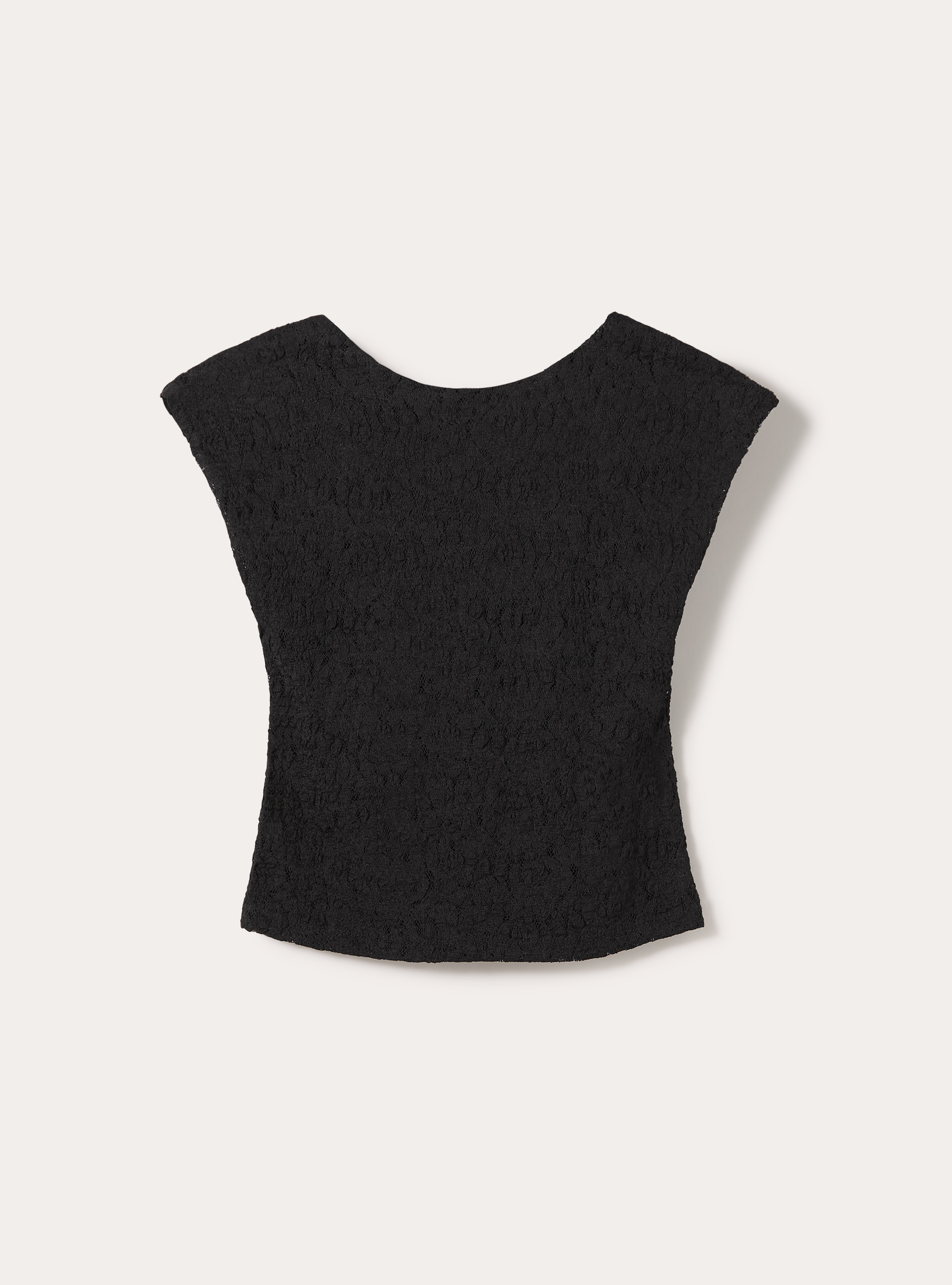 Camiseta de encaje con espalda descubierta, BK1 BLACK