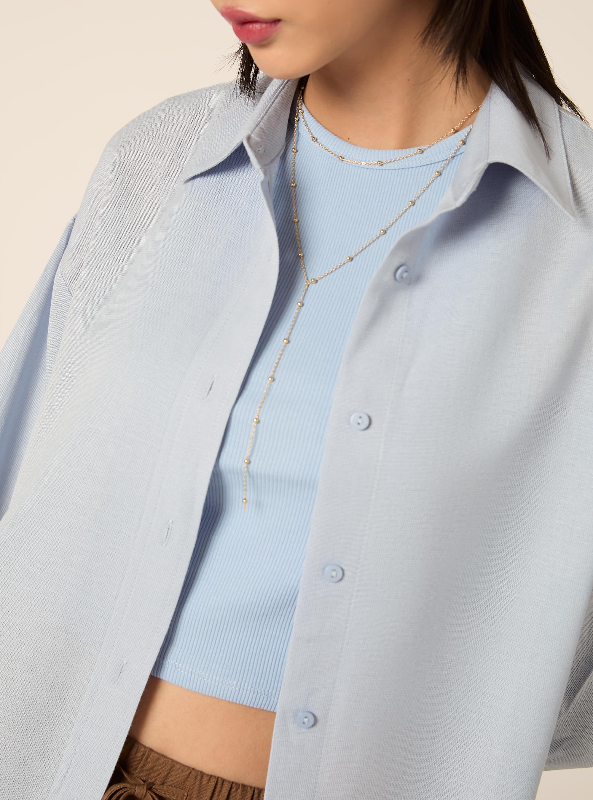 Camisa de mezcla de lino, AZ3 AZURE LIGHT