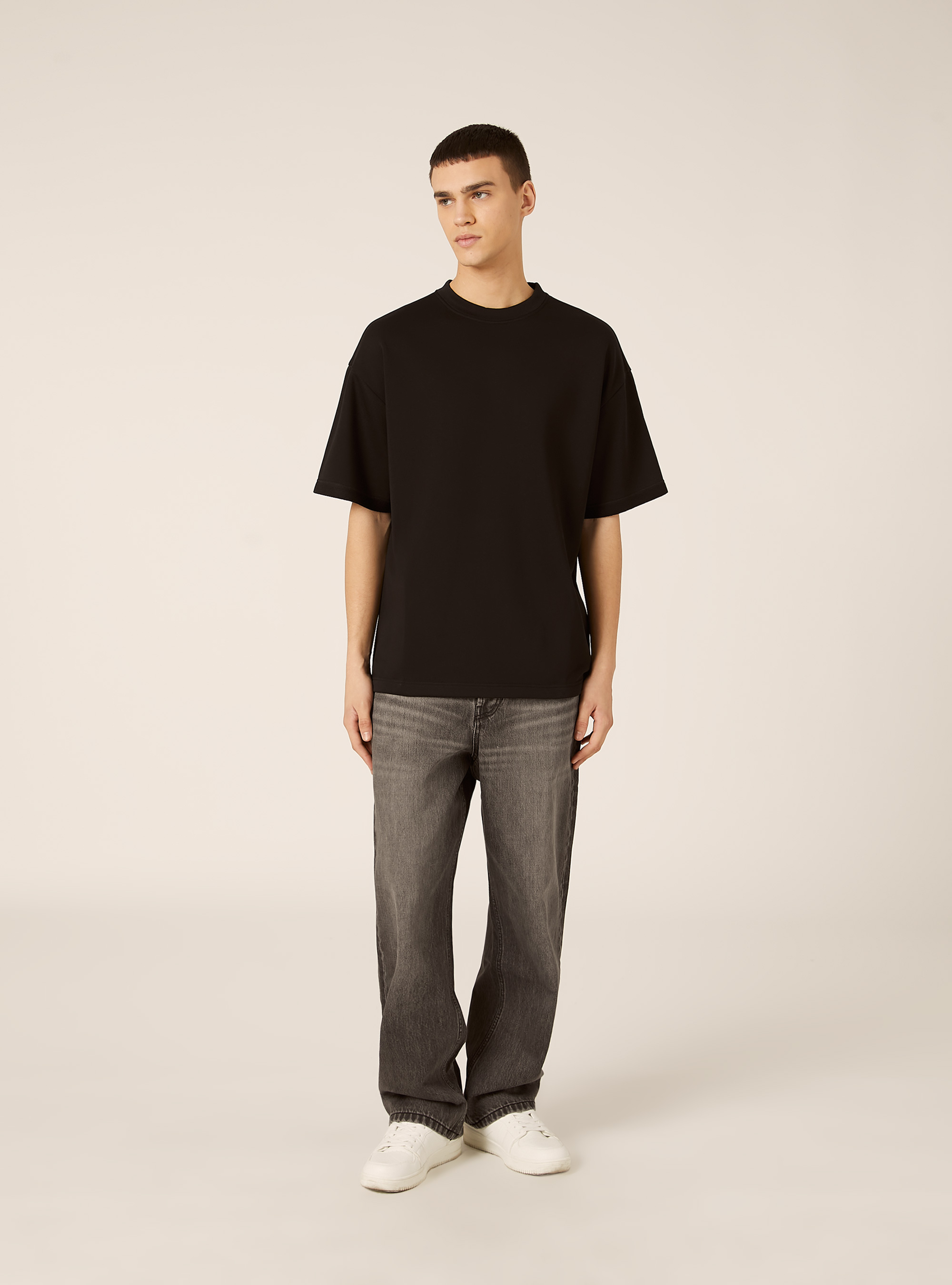 Oversized sweatshirt T-shirt, BK1 BLACK