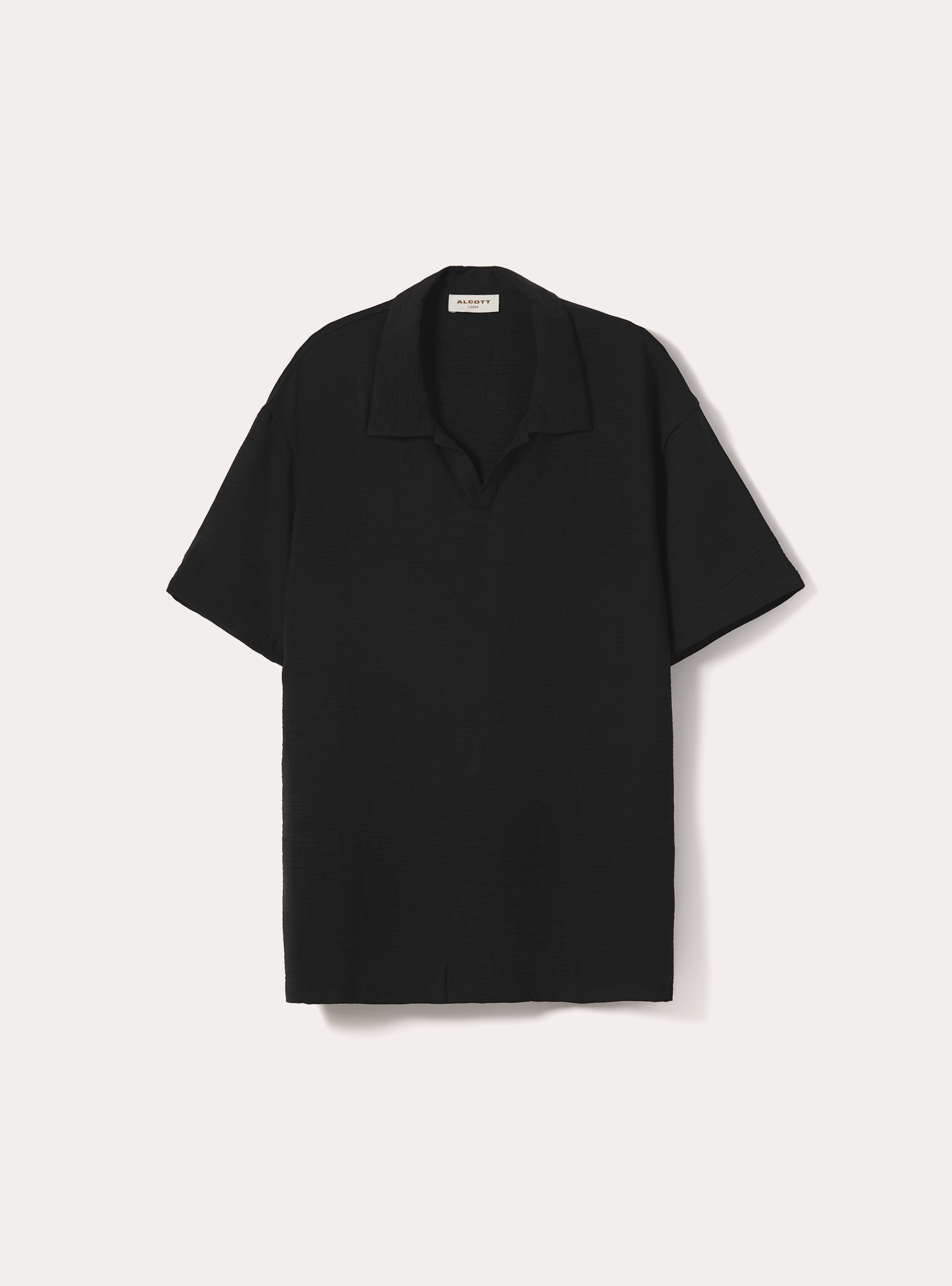 Basic crepe polo shirt, BK1 BLACK